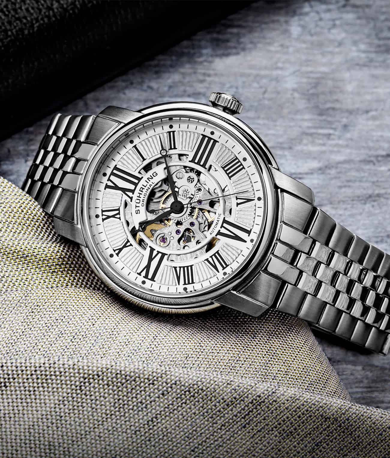 Atrium 4031 Automatic 42mm Skeleton Watch for Men - Luxury Stainless Steel Mechanical Timepiece - Perfect for Business, Formal Events & Everyday Wear