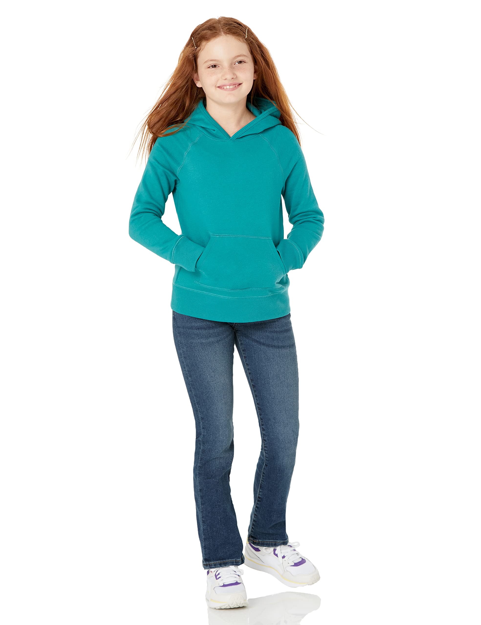 Amazon Essentials Girls & Toddlers' Pullover Hoodie Sweatshirt - Soft Cotton Blend, Cozy Fleece Lining - Perfect for Playdates, School & Outdoor Activities