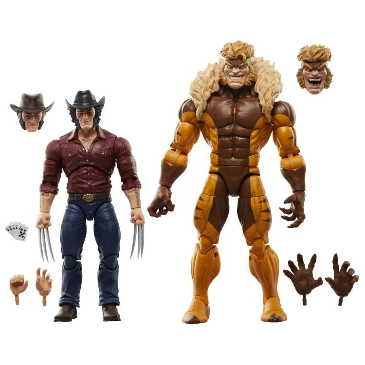 Wolverine 50th Anniversary Marvel Legends Action Figures - Logan and Sabretooth Two-Pack Set for Collectors & Superhero Fans | Perfect for Display, Gifts, and Comic Book Enthusiasts