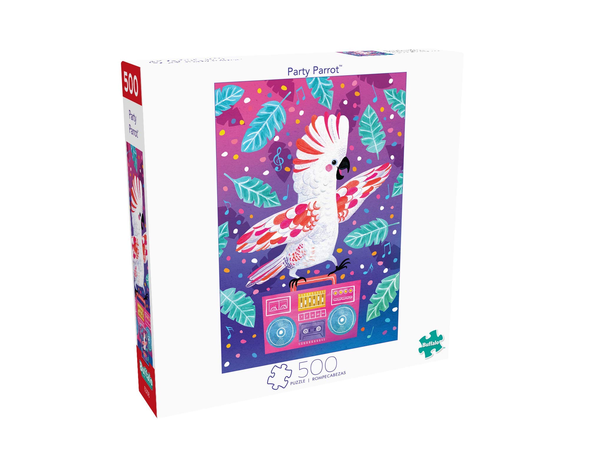 Buffalo Games Party Parrot 500 Piece Jigsaw Puzzle - Colorful Tropical Bird Puzzle for Adults & Teens - Perfect for Family Game Night, Birthday Gifts & Relaxation