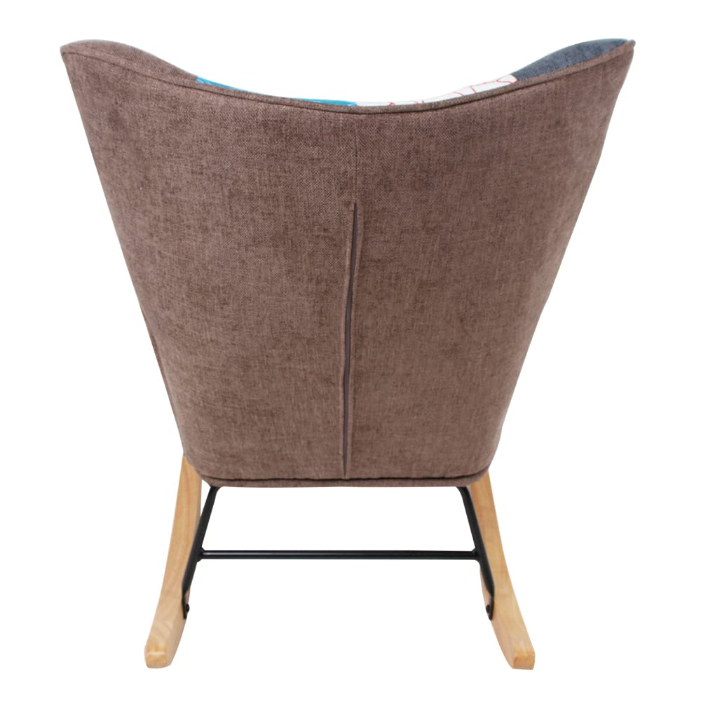 HomVent Upholstered Rocking Chair - Mid Century Modern Fabric Nursery Rocker with Tall Back & Wood Base, Comfortable Accent Armchair for Adults & Kids, Perfect for Living Room, Bedroom, Nursery or Reading Nook