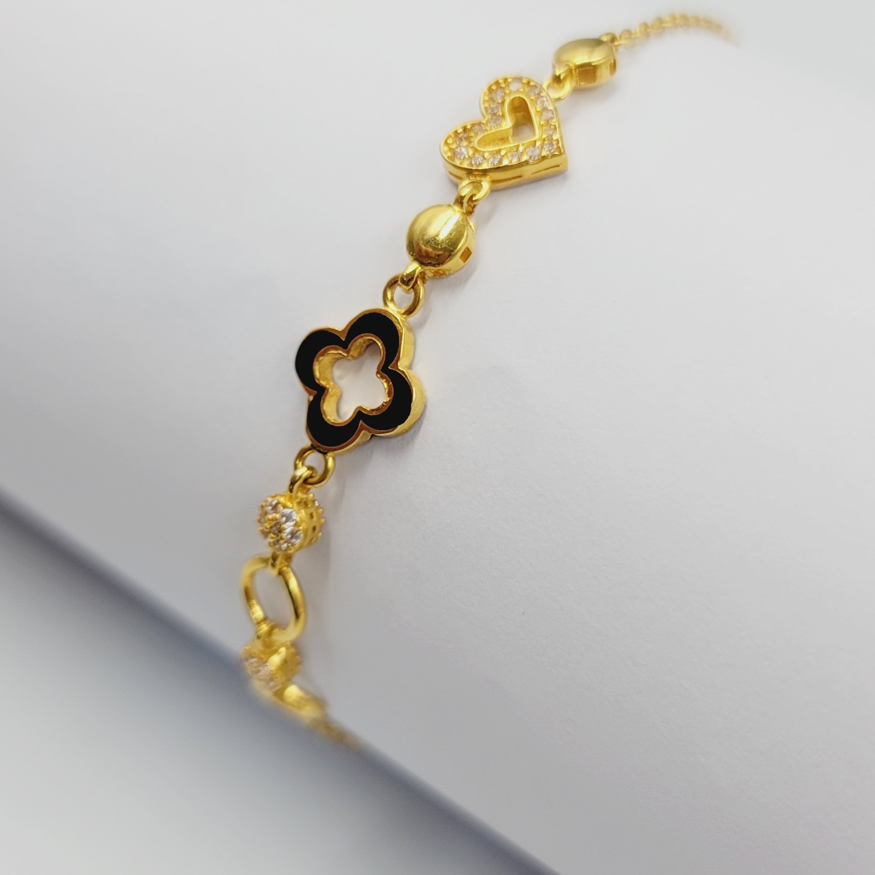 Exquisite Enameled & Zircon Studded Turkish Bracelet - Handcrafted Jewelry for Women, Perfect for Weddings, Parties & Special Occasions