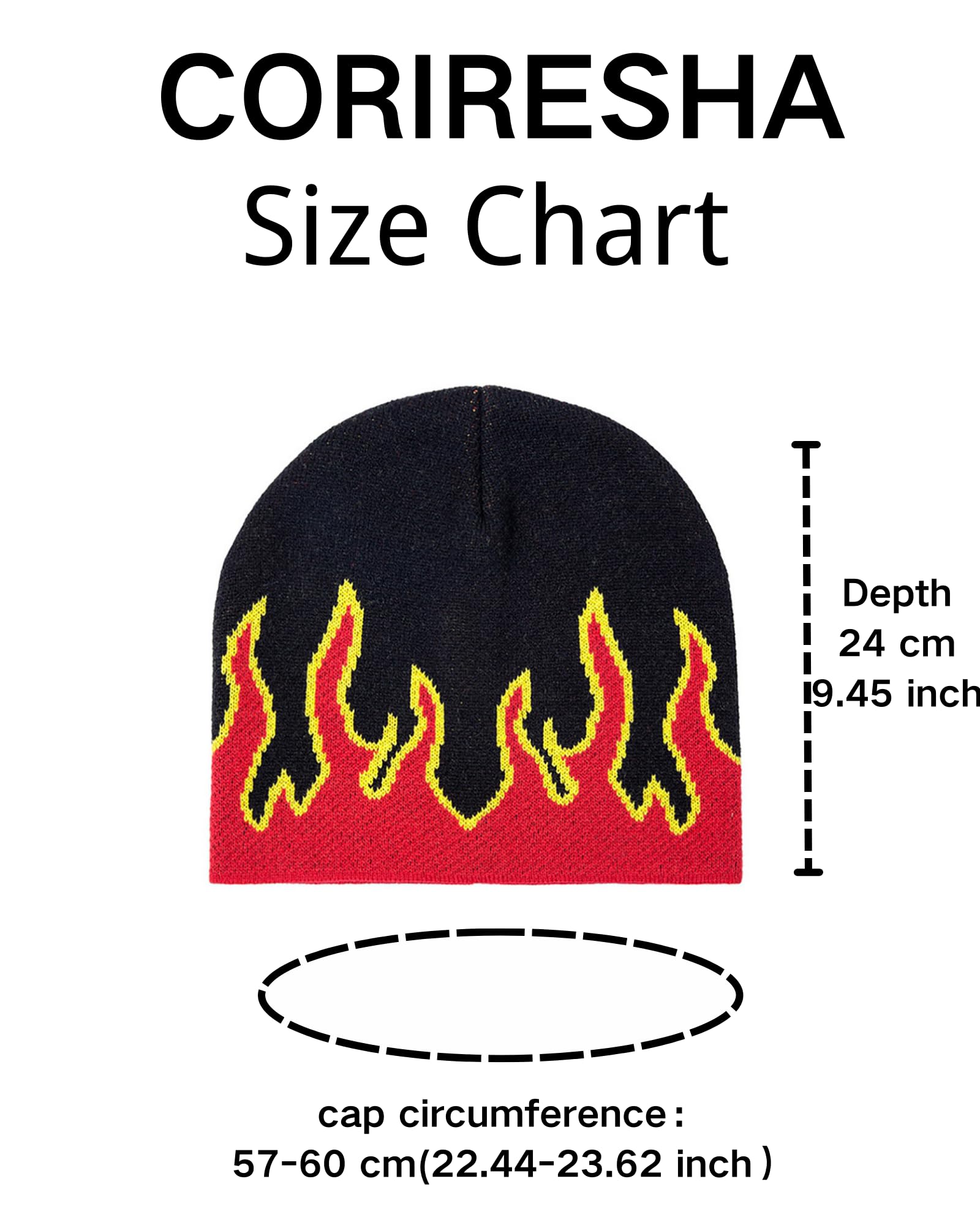 Warm & Soft CORIRESHA Knit Beanie Hat for Men & Women - Stylish Cotton Flame Skull Cap for Fall & Winter | Perfect for Outdoor Activities, Casual Wear & Cold Weather Fashion