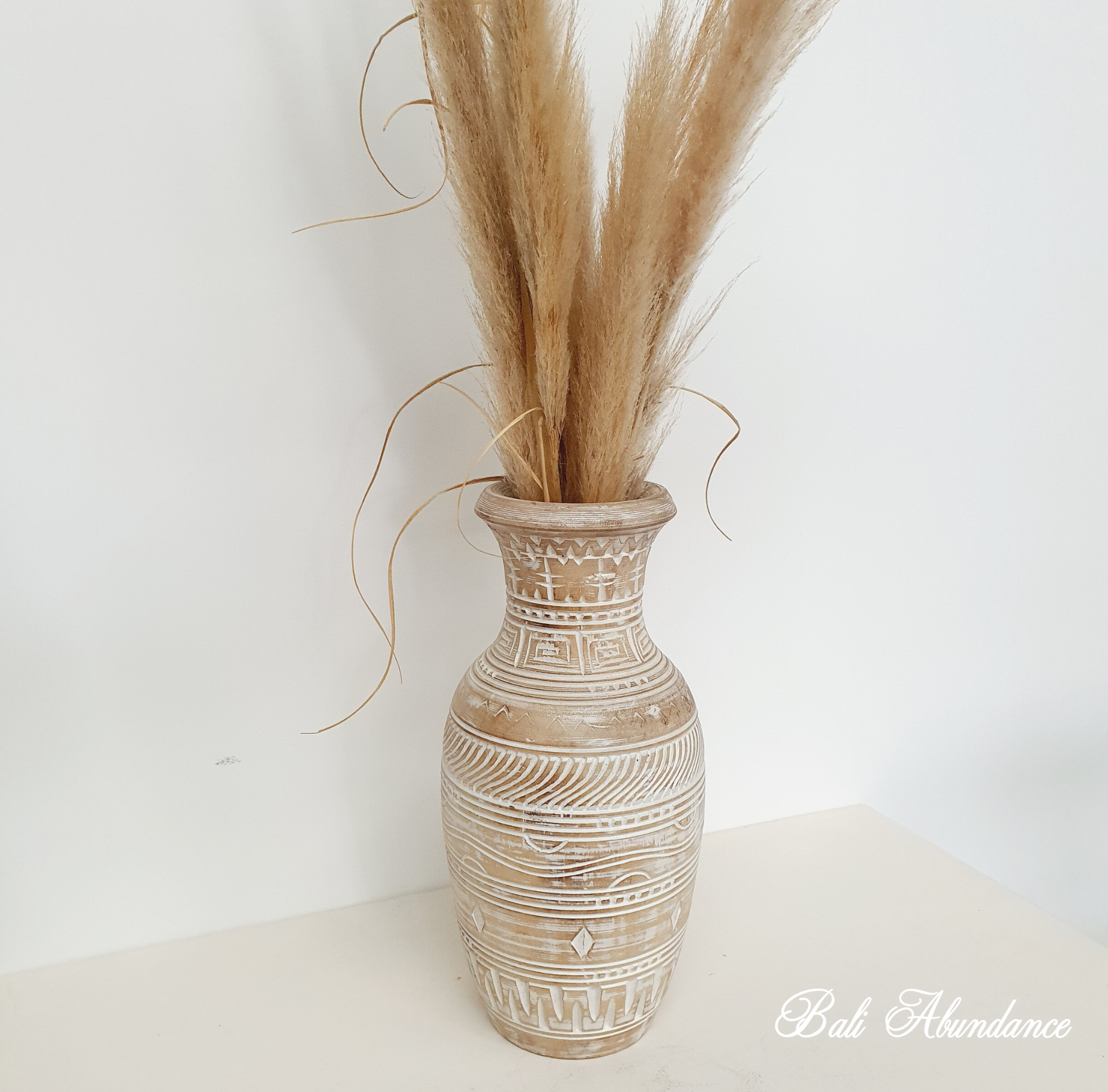 Handmade Wooden Timor Vase - Natural Home Decor for Flowers, Centerpiece & Boho Style Living Room Decorations