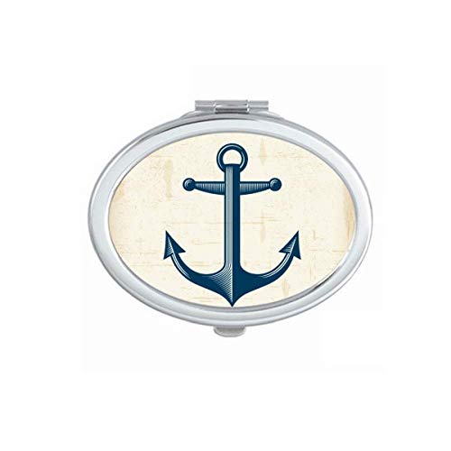 DIYthinker Anchor Admiralty Blue Military Ocean Mirror - Portable Folding Double-Sided Makeup Mirror for Travel, Vanity & Nautical Home Decor
