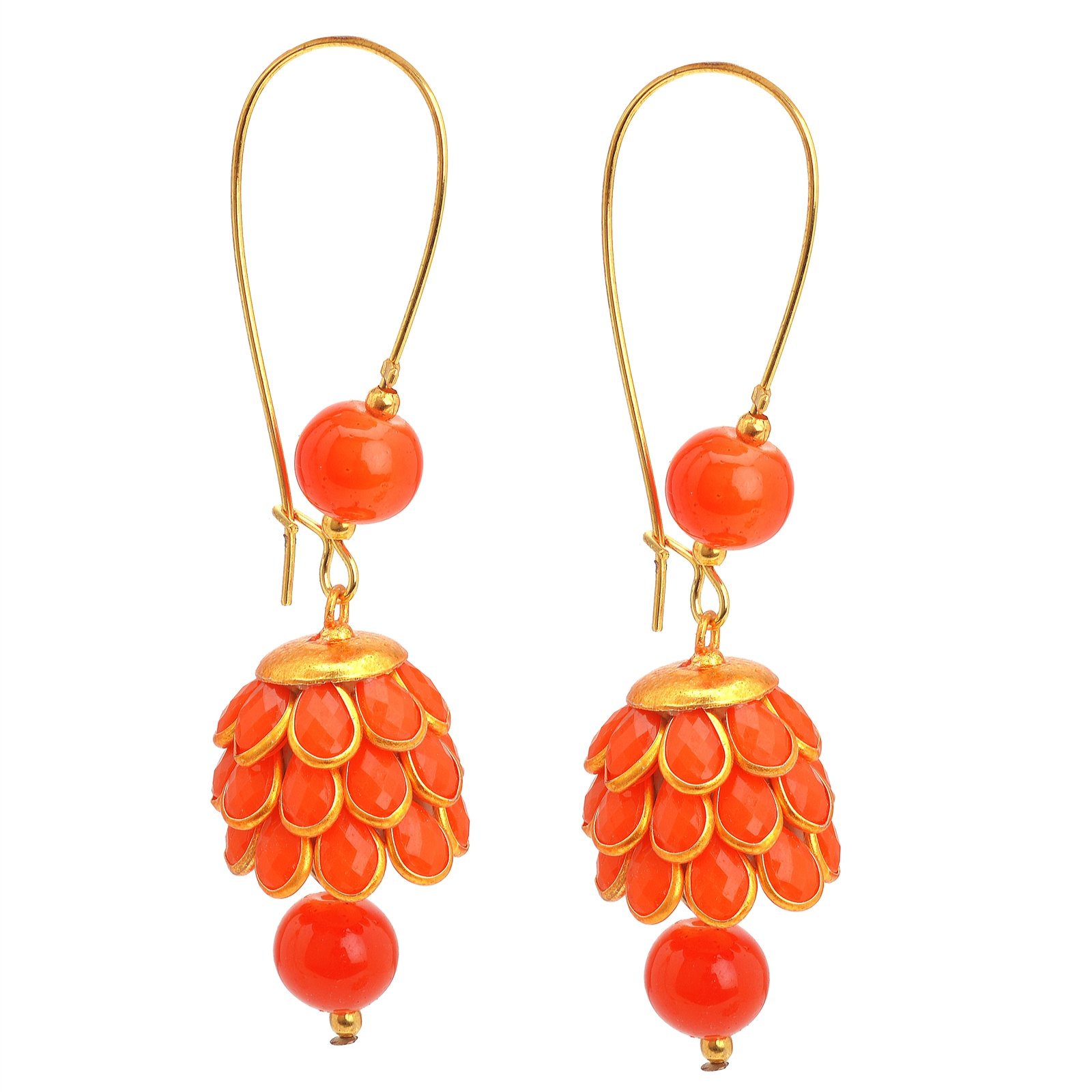 Bollywood Style Handmade Dangler Jhumki Earrings with Rhinestones - Golden Tone Lightweight Fashion Earrings for Women & Girls - Boho Jewelry Gift for Parties, Weddings & Festive Occasions (JAN-4809)