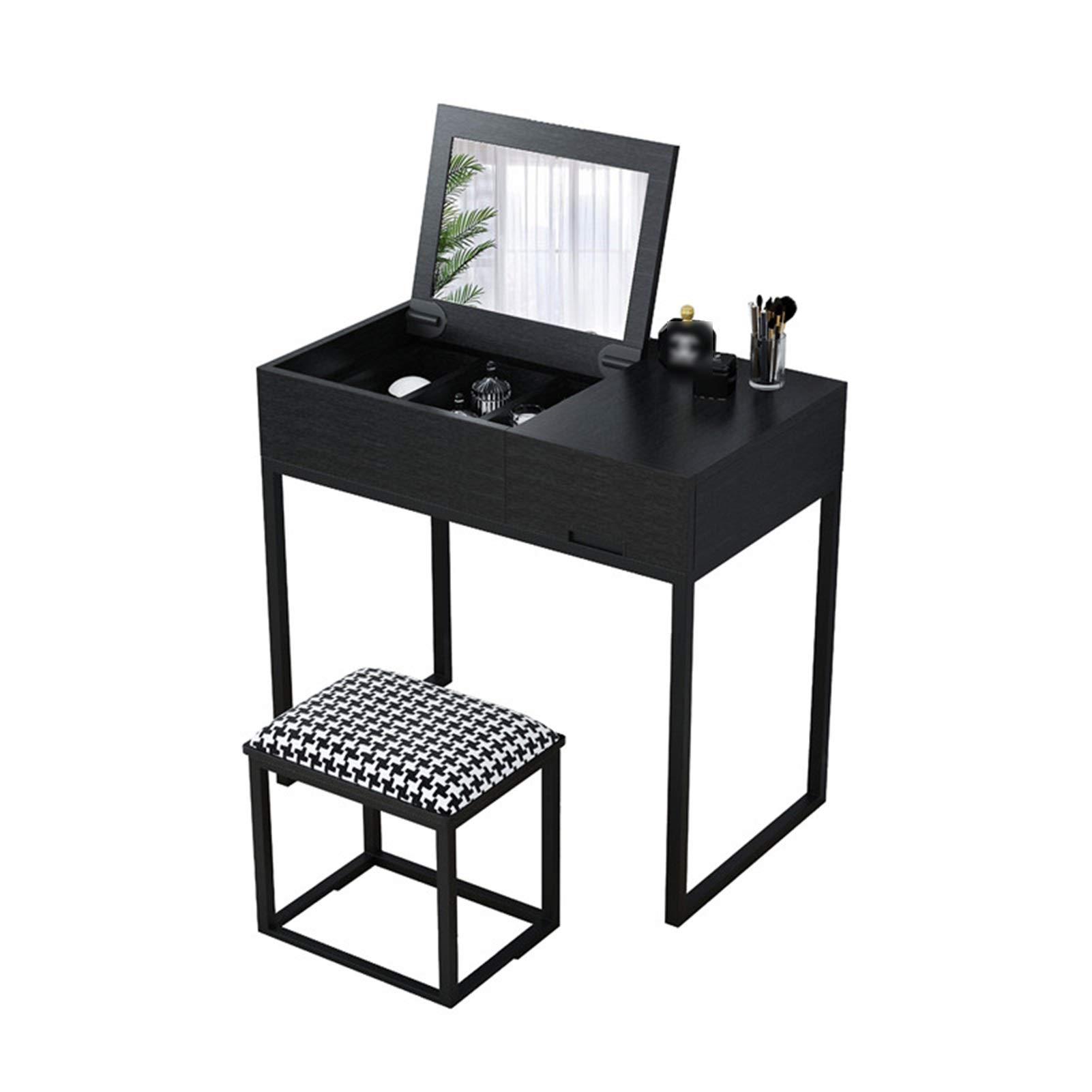 Modern Vanity Table Set with Flip-Up Mirror & Stool - Elegant Makeup Dressing Desk for Bedroom, Beauty Salon & Home Decor | Space-Saving Vanity Organizer for Women & Teens