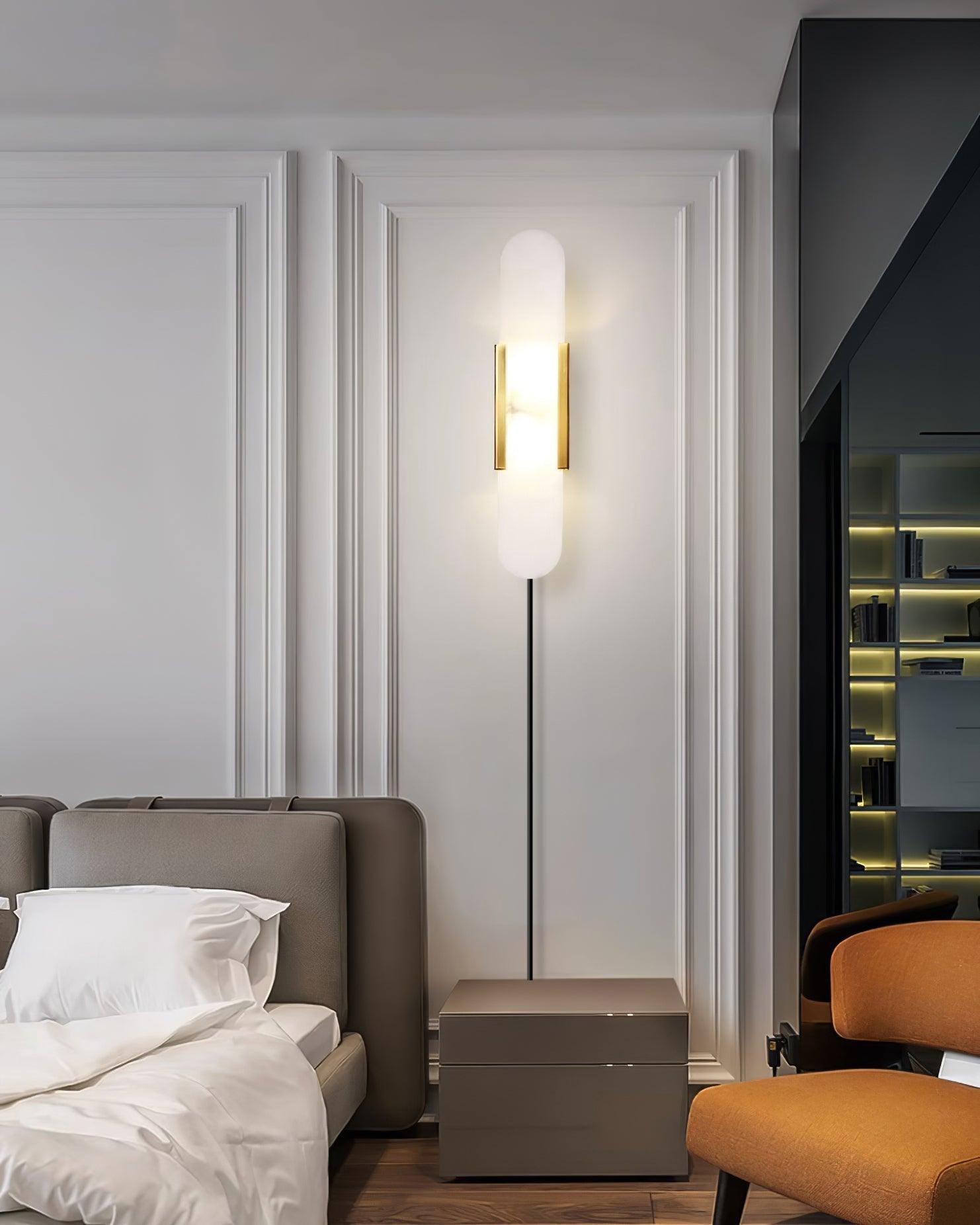 Melange Elongated Plug-in Wall Sconce Light - Modern Plug in Wall Lamp for Bedroom, Living Room & Hallway Lighting