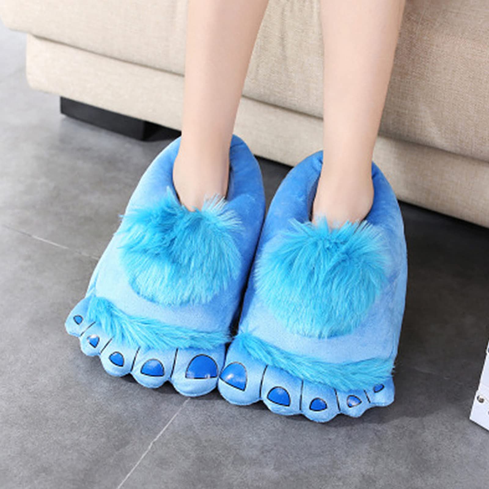 Men's & Women's Furry Monster Adventure Slippers - Warm Winter Hobbit Feet House Shoes for Adults | Cozy Indoor/Outdoor Novelty Slippers for Christmas Gifts & Fantasy Costume Parties