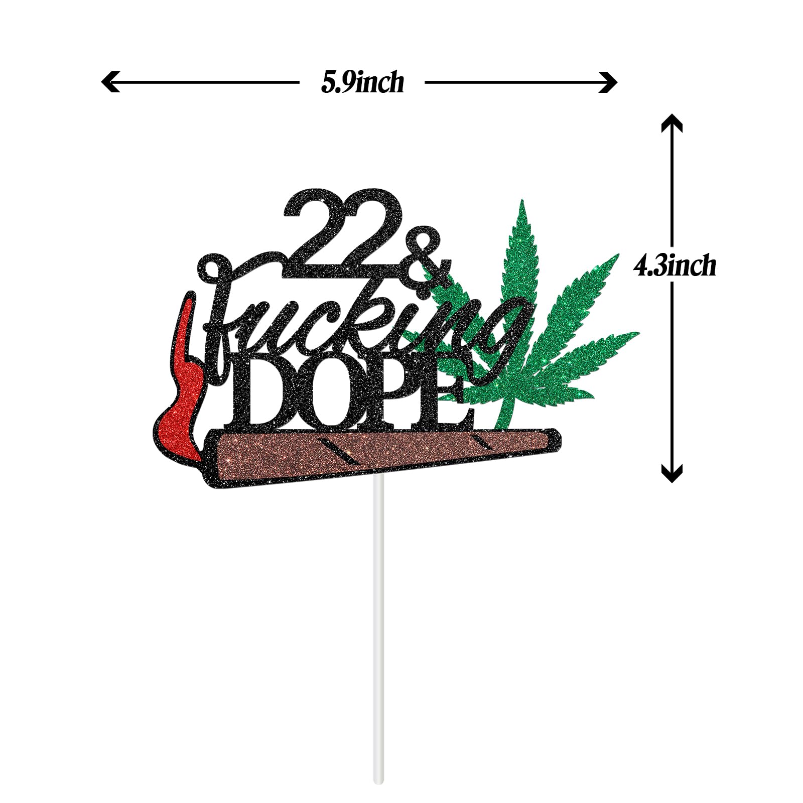 22nd Birthday Cake Topper - Black Glitter 'Have A Dope 22nd Birthday' & '22 & Fabulous' Decorations for Boys & Girls | Perfect for Birthday Cakes, Cupcakes & Party Decorations