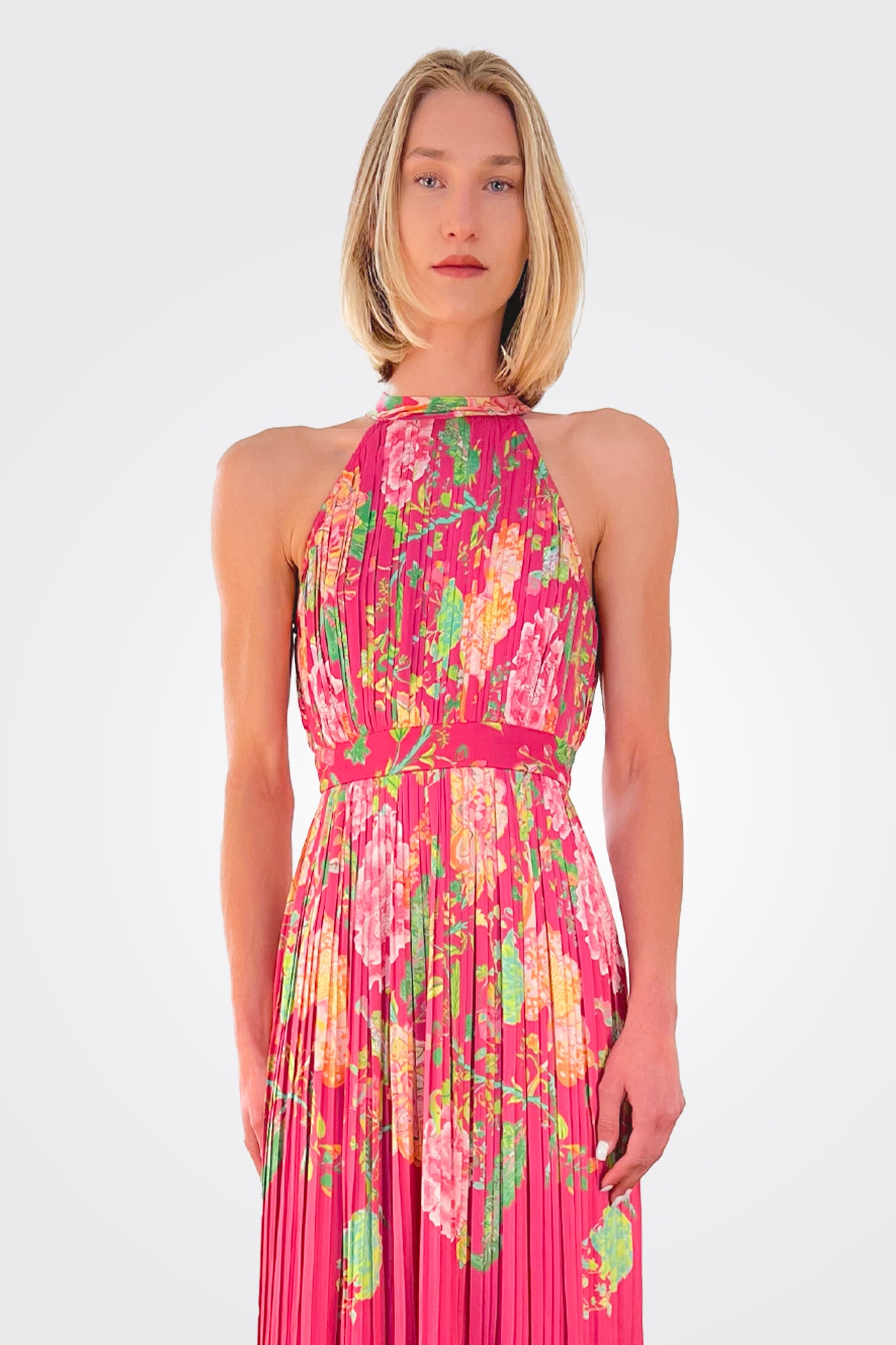 Chloe Maxi Dress for Women - Elegant Fuchsia Pink Long Flowy Dress for Summer, Beach, Parties & Special Occasions