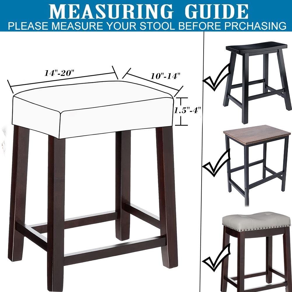 ANWUCHEN 4-Pack Stretch Rectangle Bar Stool Covers - Elastic Jacquard Slipcovers for Wooden & Metal Stools, Vanity Chairs & Counter Seats (Beige) - Perfect for Home Bars, Kitchen Islands & Dining Areas