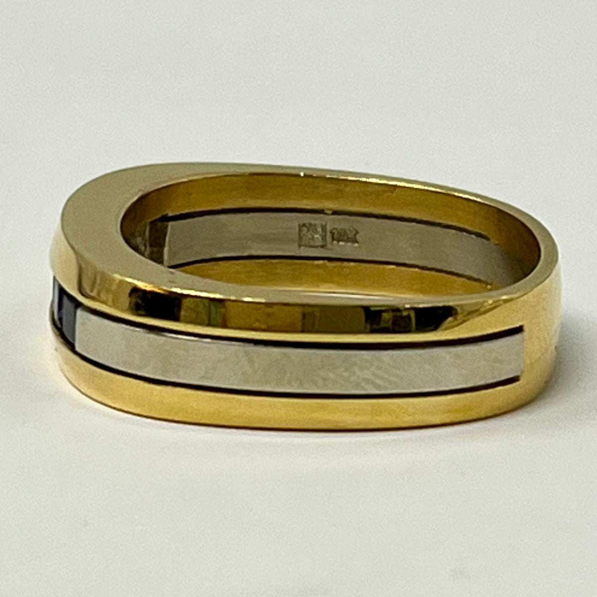 18K Gold Men's Ring with 5 Square Sapphires - Luxury Statement Jewelry for Men, Wedding Bands, Anniversary Gifts & Special Occasions