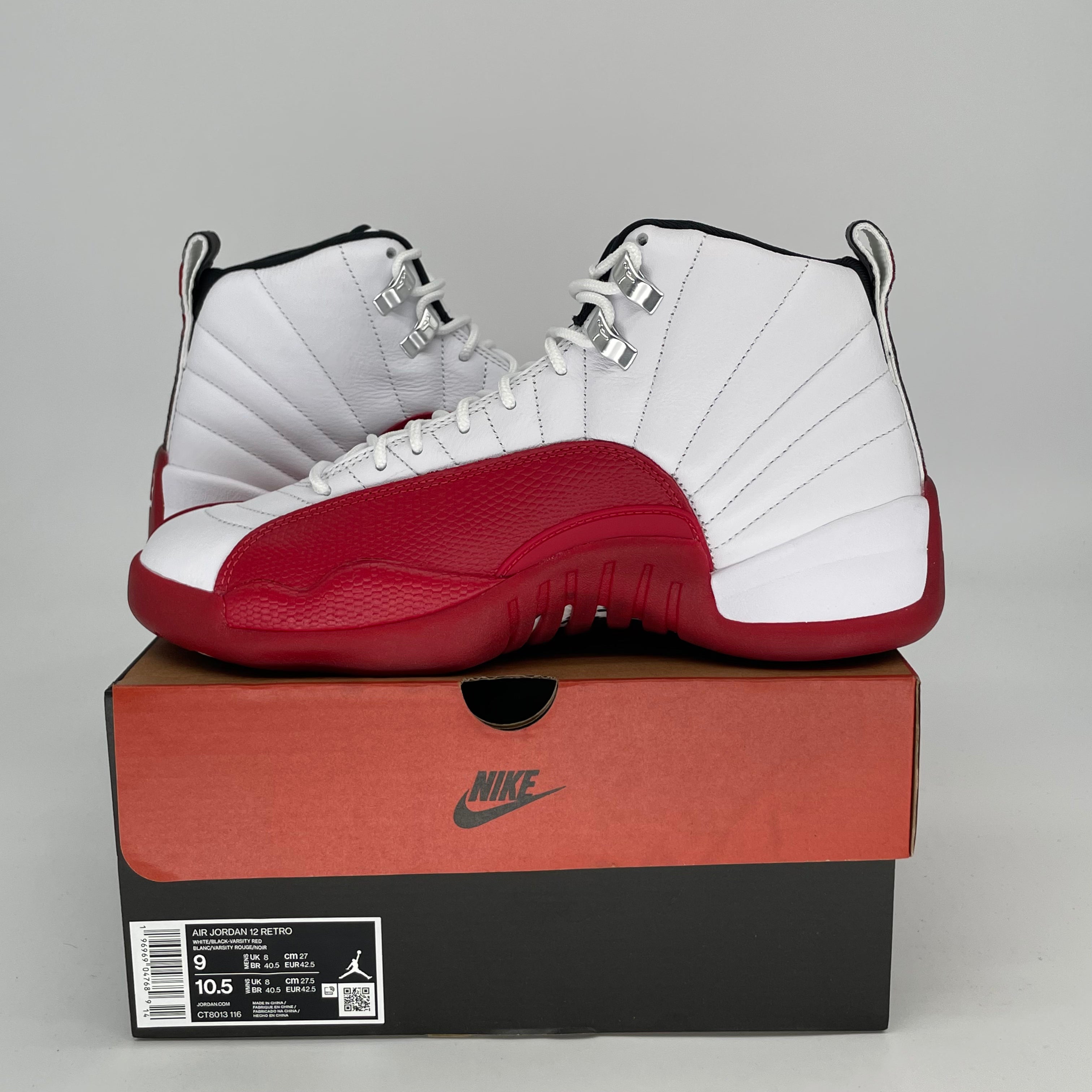 AIR JORDAN 12 CHERRY Basketball Shoes - Size 9/10.5 Women's - Style CT8013-116 - Perfect for Streetwear & Court Performance