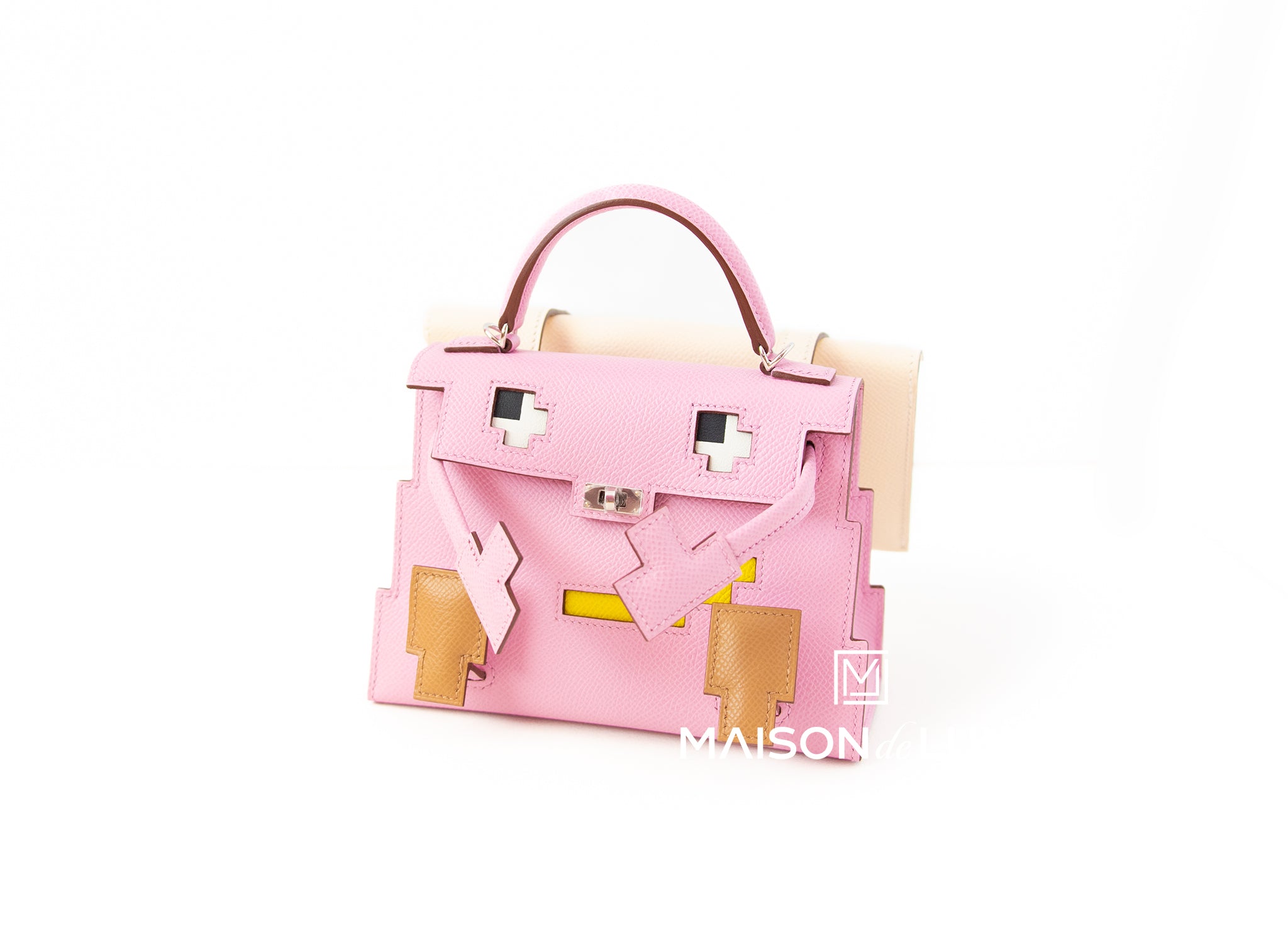 Hermes Kellydole Picto Kelly Doll Mauve Sylvestre Leather Handbag - Luxury Designer Shoulder Bag for Women, Perfect for Parties, Weddings & Special Occasions