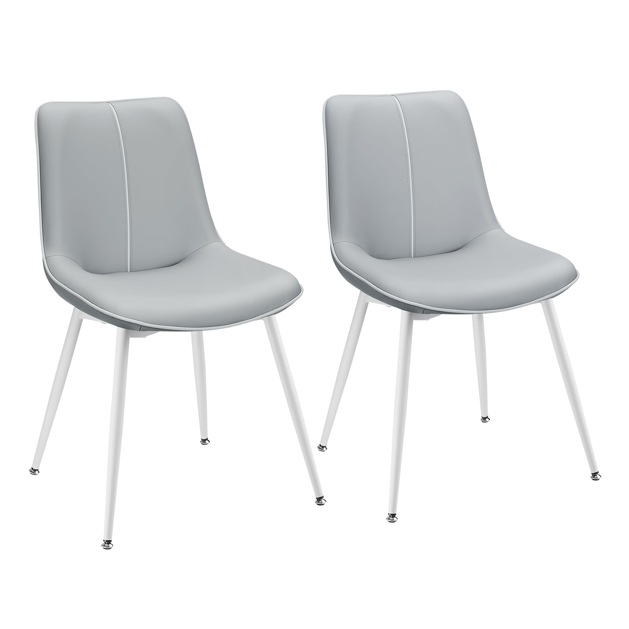 VASAGLE Dining Chairs Set of 2 - Modern Kitchen Chairs with Padded Seat, PU Surface & Steel Legs - Adjustable Feet & Ergonomic Curved Backrest - Perfect for Dining Room, Kitchen, Office or Breakfast Nook - Taupe Grey LDC140G02