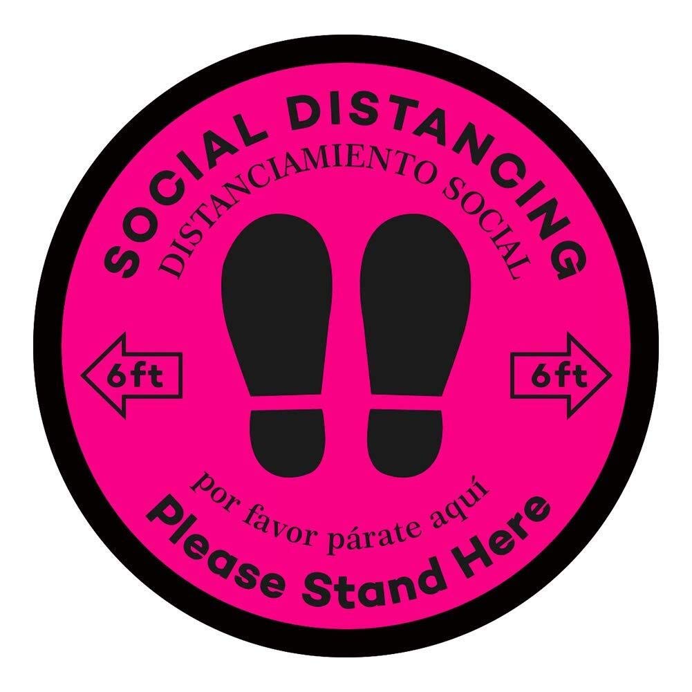 TIZJ 10 Pack 11-Inch Reusable Carpet Floor Stickers - Waterproof, Anti-Slip Safety Distance Markers for Indoor & Outdoor Use - Perfect for Social Distancing in Stores, Offices, Schools, and Public Spaces