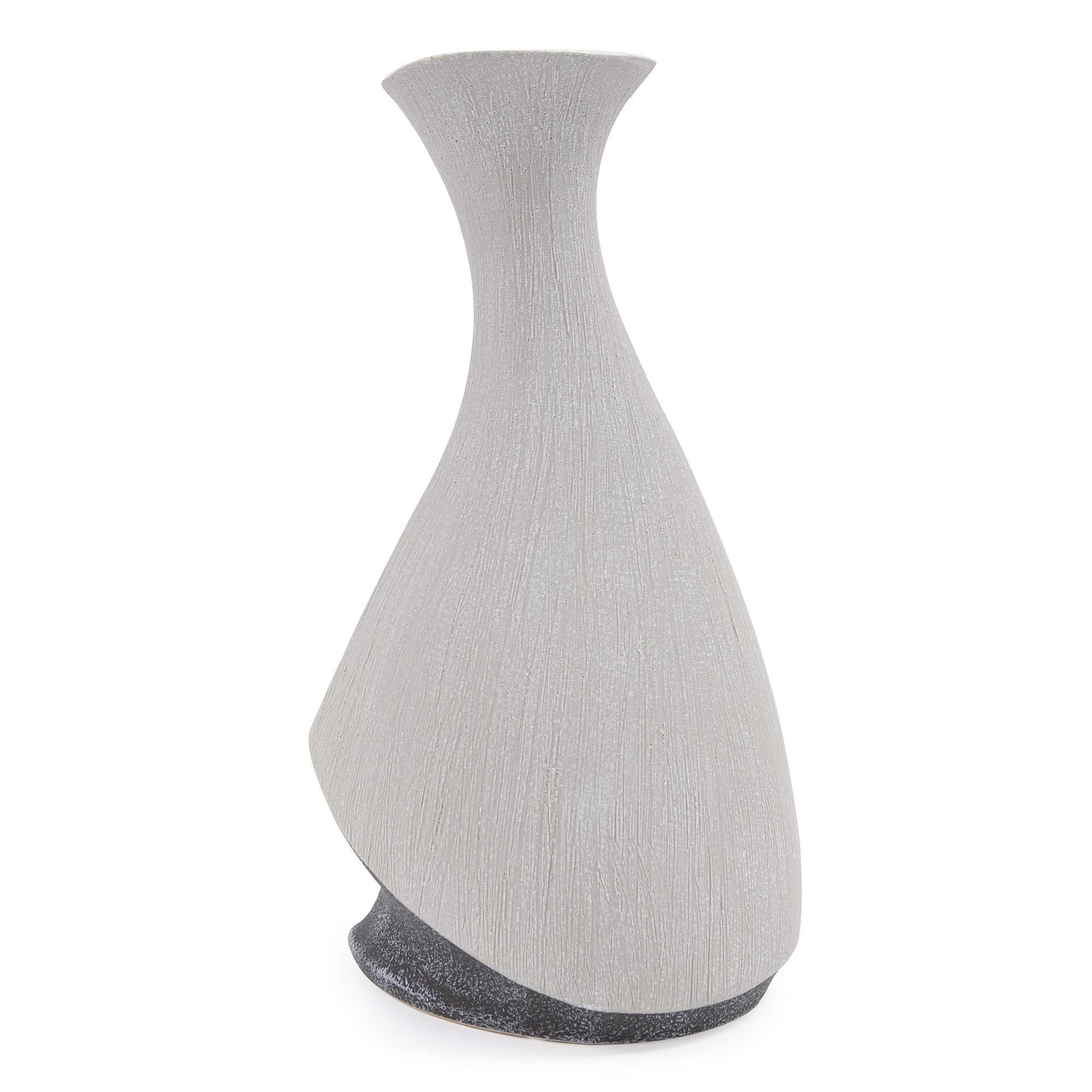 Howard Elliot Balance Small Two-Toned Gray and White Ceramic Vase - Modern Rustic Home Decor, Wedding Centerpiece, Bookshelf & Tabletop Decoration, Housewarming Gift (4.75 x 4 x 9 Inches) - Perfect for Farmhouse, Boho & Minimalist Interior Design Styles