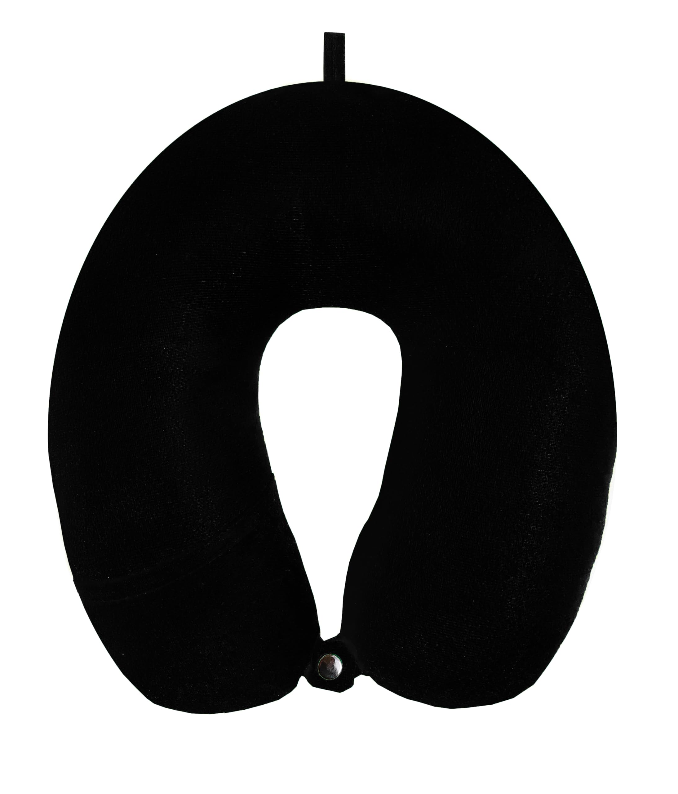 Nitsha Velvet Travel Neck Pillow - Ultra Soft & Comfortable Head & Neck Support for Airplane, Car & Office - Black