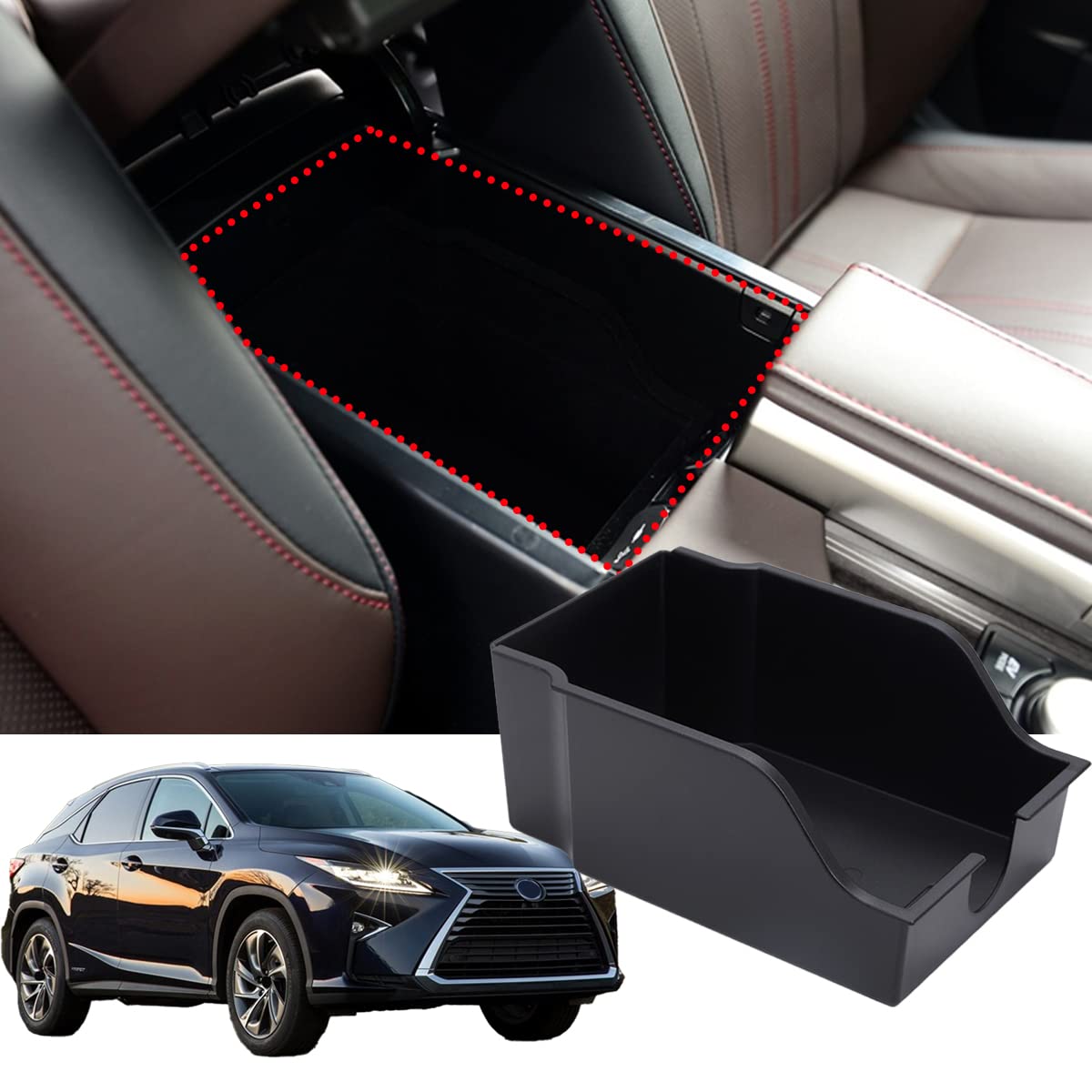 HAPPYHORSE Car Center Console Armrest Storage Box Organizer Compatible with Lexus RX 2015-2021 Models - Interior Accessories for Enhanced Organization & Style