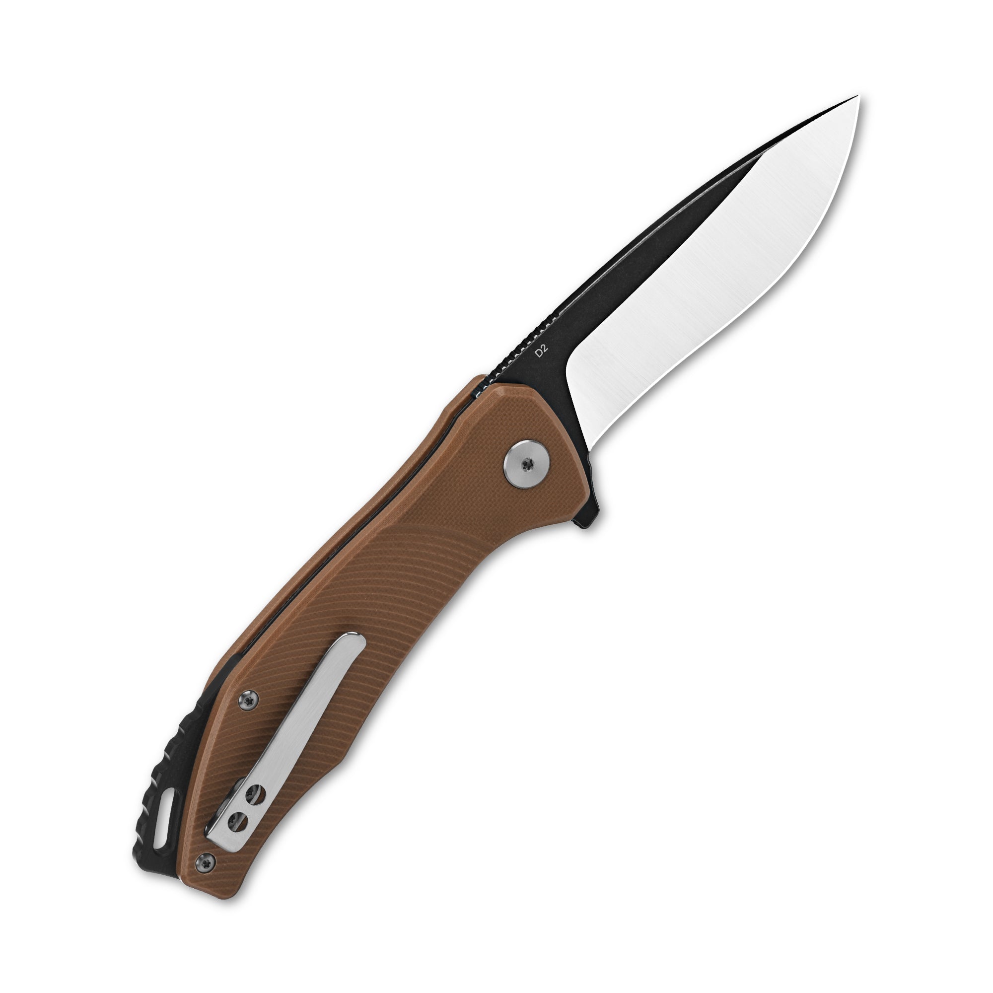 QSP Raven Liner Lock Pocket Knife - D2 Steel Blade, Brown G10 Handle - EDC, Outdoor, Camping & Everyday Carry Knife