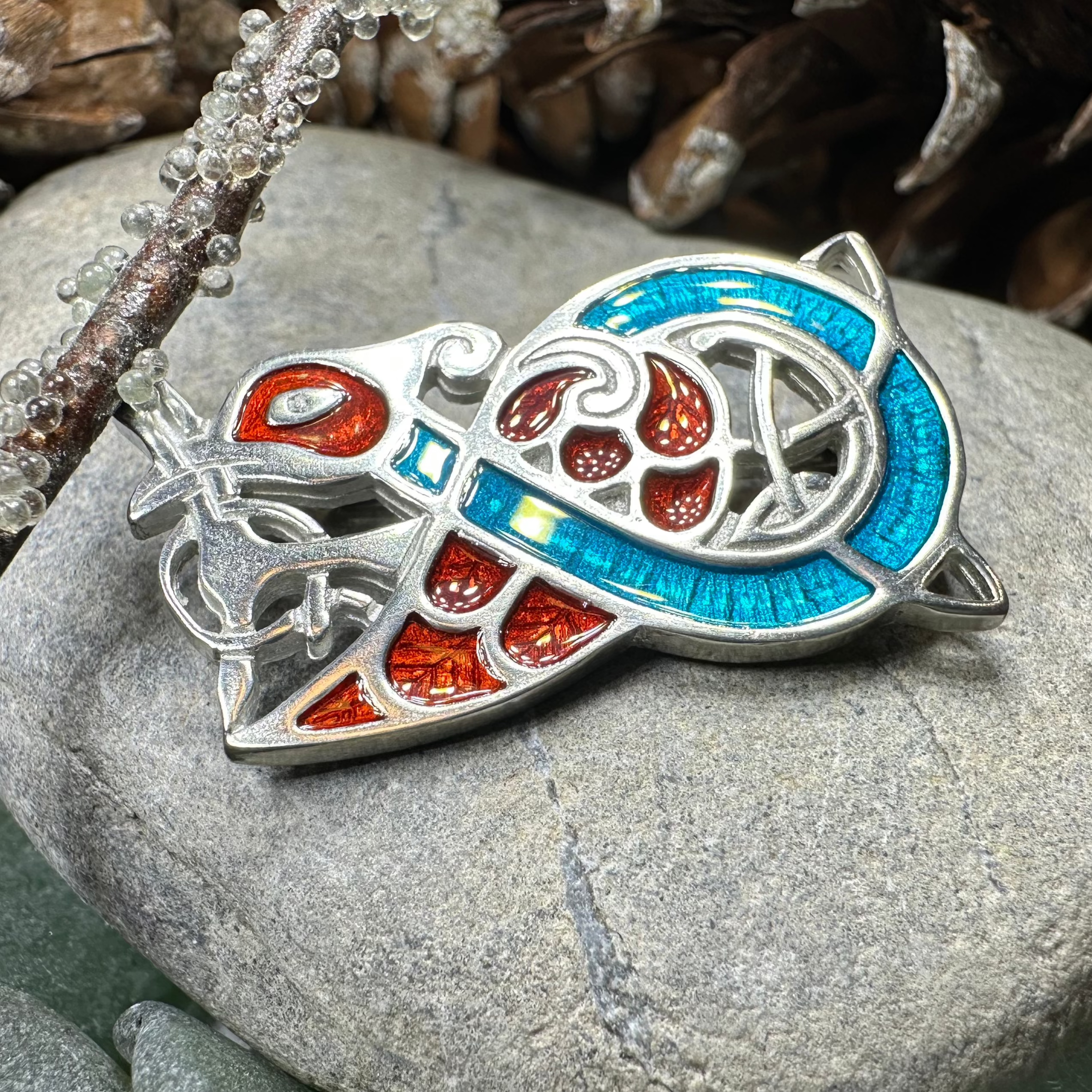 Book of Kells Celtic Bird Brooch - Handcrafted Irish Jewelry, Vintage Inspired Cloisonné Pin for Women | Perfect for Celtic Festivals, Irish Weddings & Heritage Celebrations