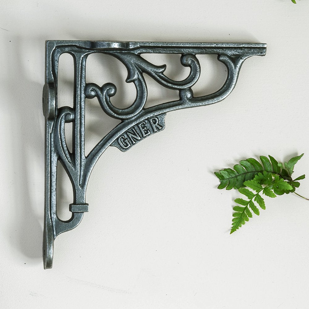 Vintage Great North Eastern Railway Cast Iron Shelf Bracket - Heavy Duty Rustic Wall Shelf Support for Home Decor, Industrial Style Living Room & Kitchen Storage