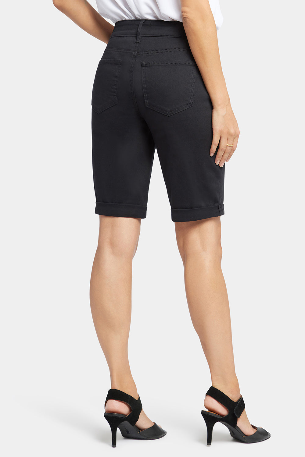 Briella 11 Inch Denim Shorts for Women - High Waisted Stretch Denim Shorts in Black | Perfect for Summer, Beach, Casual Outfits and Vacation