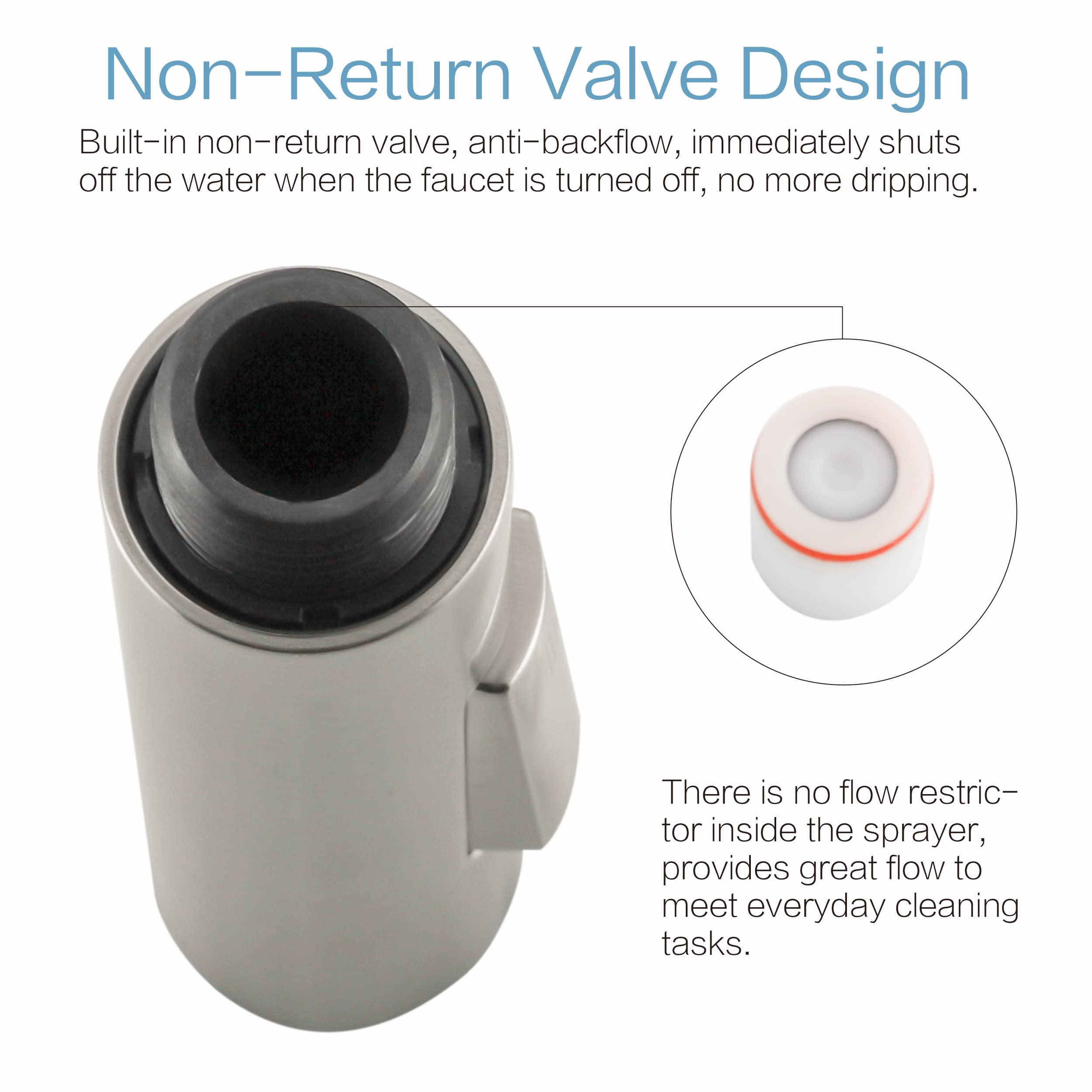 Pull Down Kitchen Faucet Sprayer Head Replacement - Brushed Nickel for Sink Cleaning & Dishwashing