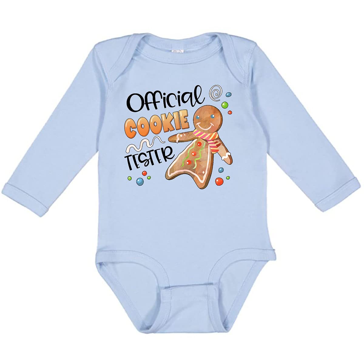 Inktastic Official Cookie Tester Cute Gingerbread Long Sleeve Baby Bodysuit - Perfect for Christmas, Holiday Photos & Newborn Gift Ideas