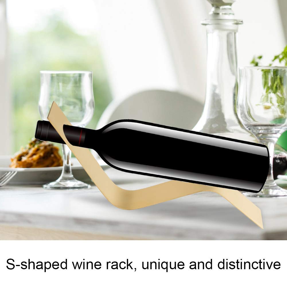 Premium Stainless Steel Wine Bottle Holder - Single Wine Rack for Kitchen, Bar & Dining Room - 35 x 5 x 14.5 cm - Modern Wine Storage Solution for Home & Restaurant Use