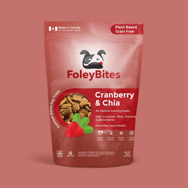 Premium Baked Dog Treats with Cranberry & Chia - Foley Bites - Healthy Snacks for Dogs - Perfect for Training, Rewards & Dental Health