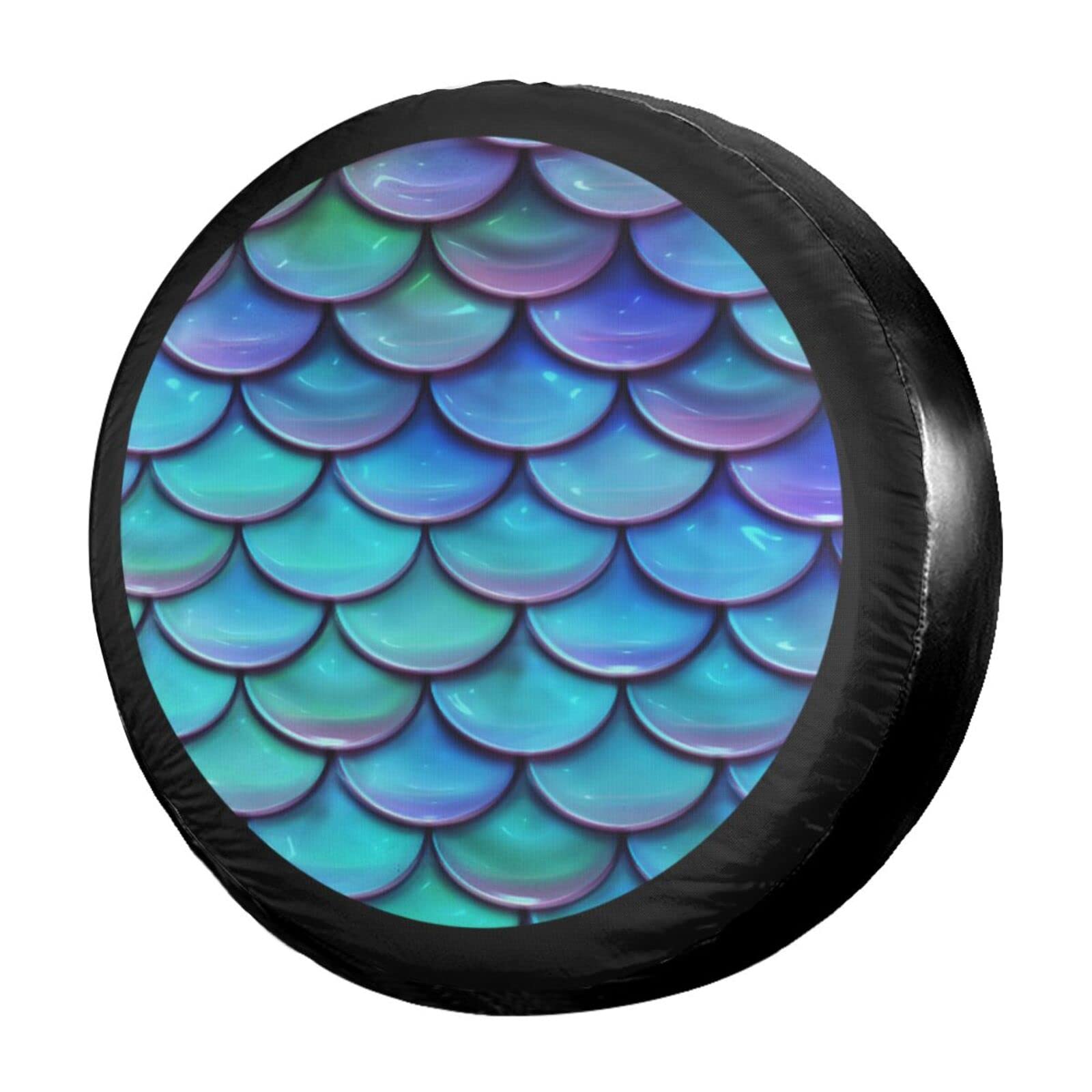 **Foruidea 17 Inch Mermaid Fish Scale Spare Tire Cover - Waterproof & Dust-Proof Wheel Cover for Jeep, Trailer, RV, SUV & More | Perfect for Off-Road Adventures & Outdoor Travel**