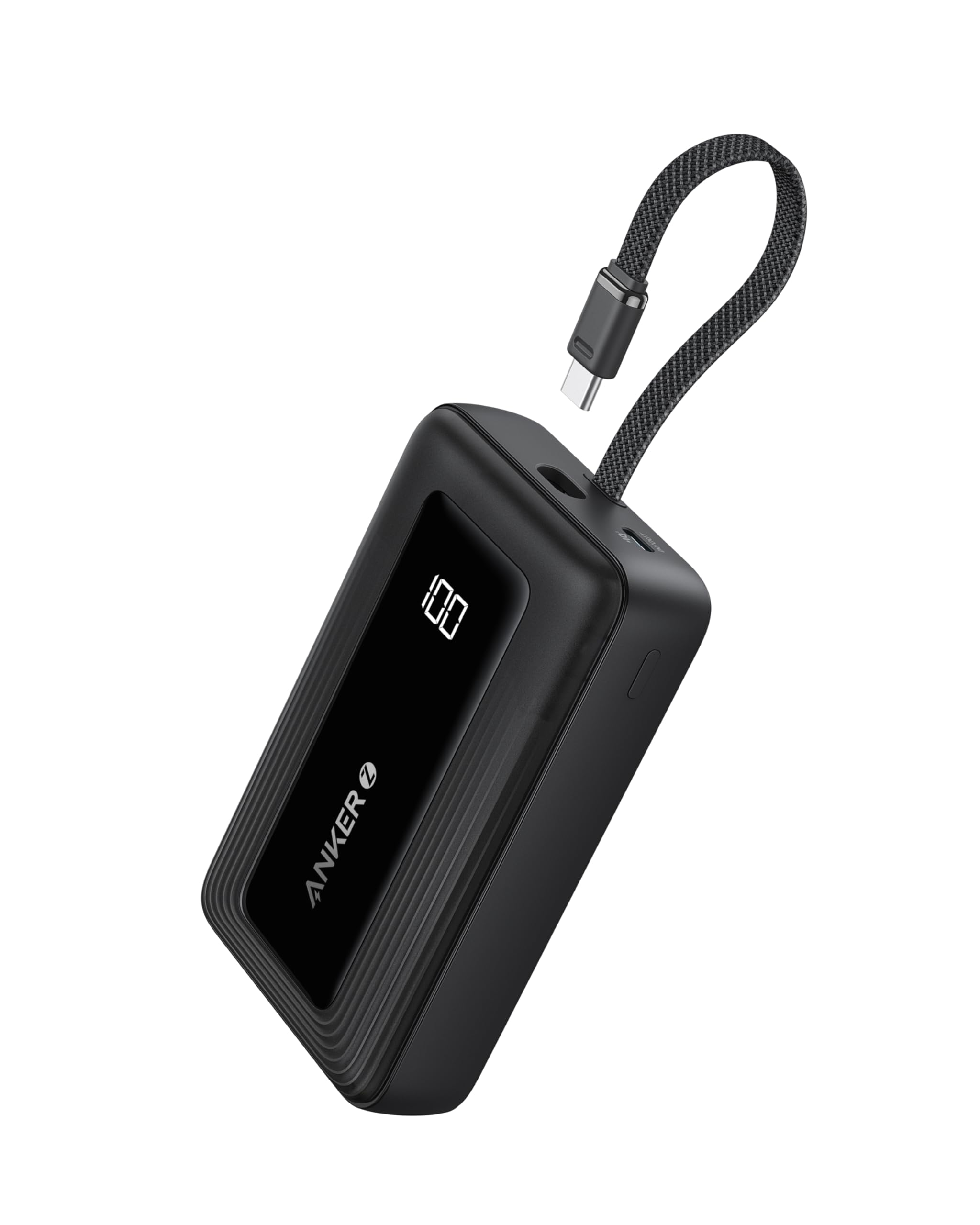 Anker Zolo 20,000mAh 30W Fast Charging Power Bank with Built-in USB-C Cable - Portable Charger for iPhone 16/16 Plus/16 Pro/16 Pro Max/15 Series, Samsung Galaxy, iPad, AirPods - Perfect for Travel, Camping & Emergency Backup Power