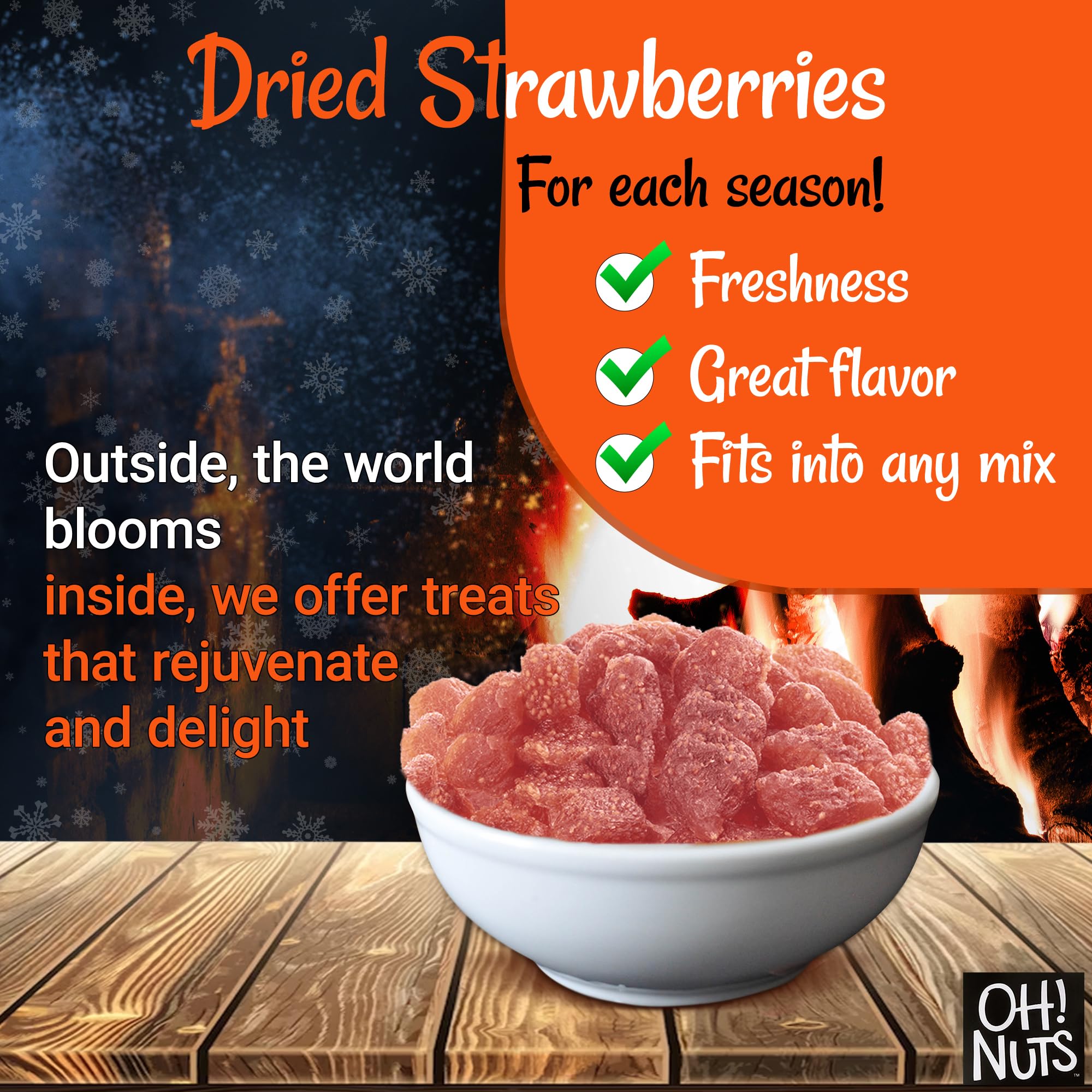 Sweetened Dried Strawberries 1 LB - Dehydrated Fruit Snacks | Natural & Delicious Strawberry Bites | Resealable Freshness Zip Bag | Perfect for Smoothie Bowls, Yogurt Toppings & Healthy Snacking | Packed in New York by Oh Nuts