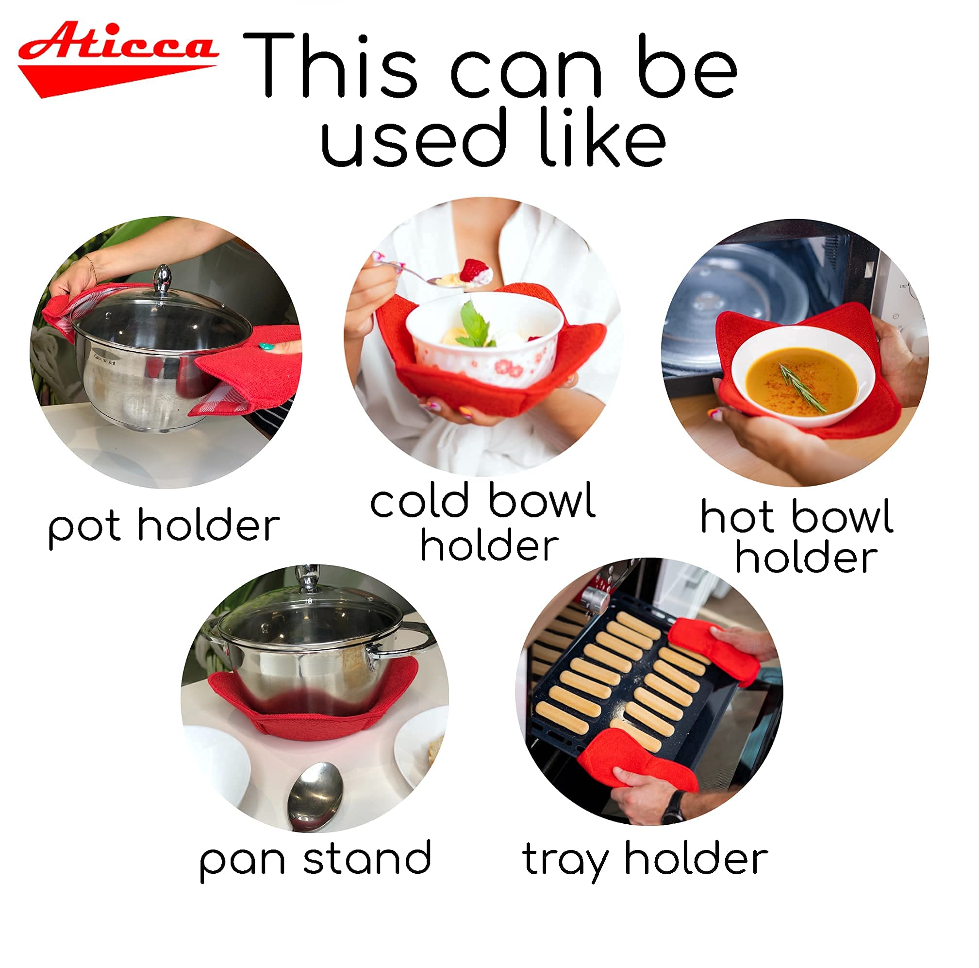 Microwave Bowl Holders Set - Heat Resistant Red & Black Silicone Grips for Safe Cooking & Serving - Perfect for Microwave, Oven & Kitchen Use