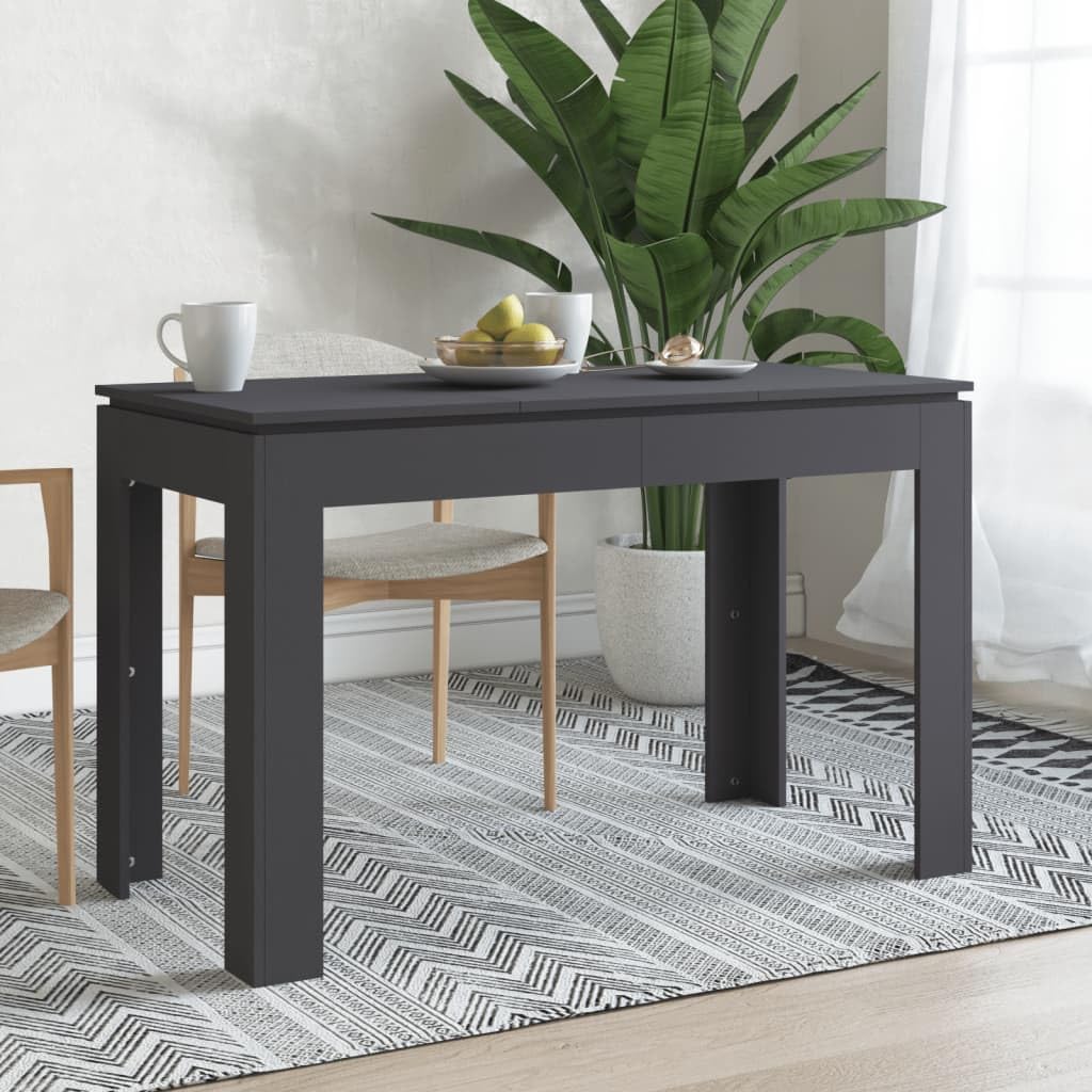 Gray VidaXL Dining Table - Modern Rectangular Engineered Wood Kitchen or Dining Room Table - Elegant Durable Furniture with Easy Assembly & Cleaning - Perfect for Family Gatherings, Dinner Parties & Small Space Homes