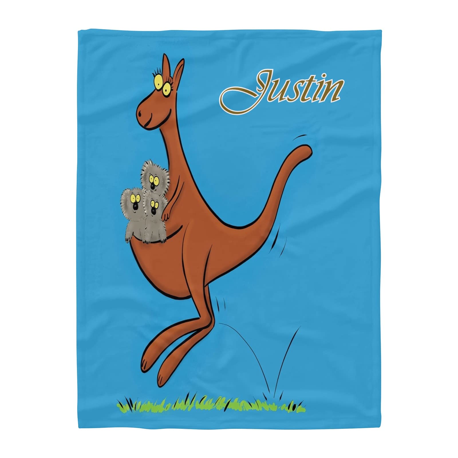 Personalized Kangaroo Baby Blanket with Name - Soft Fleece Nursery Throw Blanket for Boys & Girls - 30