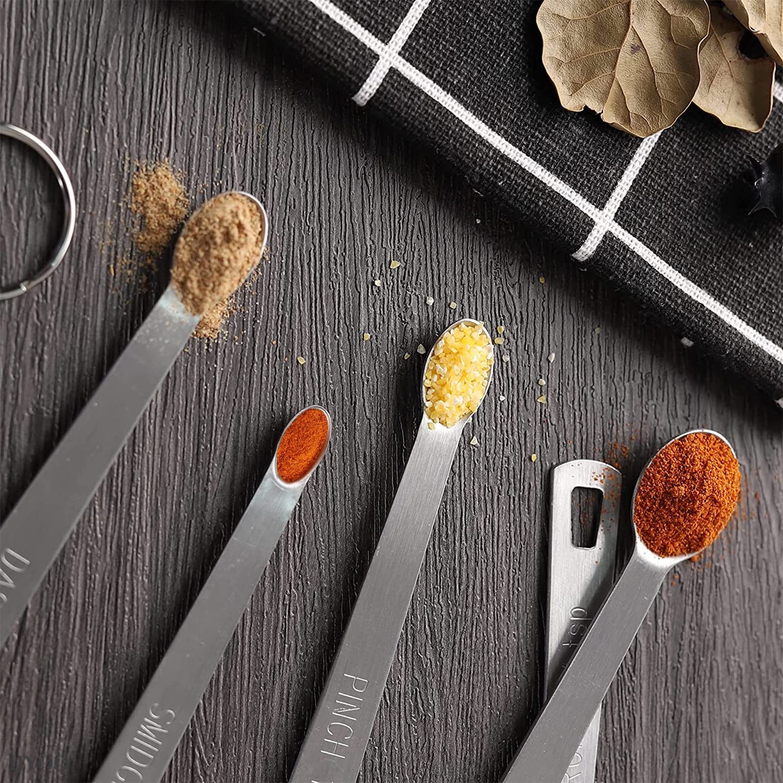 5Pcs Stainless Steel Measuring Spoons Set - Mini Measuring Spoons for Baking, Cooking & Coffee - Teaspoon & Tablespoon Measuring Spoons for Spices, Sugar, Flour & Small Jars - Durable Metal Kitchen Tools for Home & Professional Use