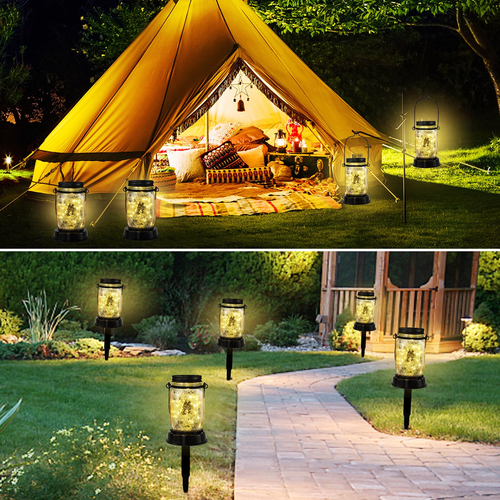 Solar Waterproof Butterfly Fairy Lights - Outdoor Hanging Lanterns with Stake for Garden, Yard, Patio Decor - Perfect Gift for Women, Mom, Grandma & Butterfly Lovers - Romantic Ambiance for Weddings, Parties & Evening Relaxation