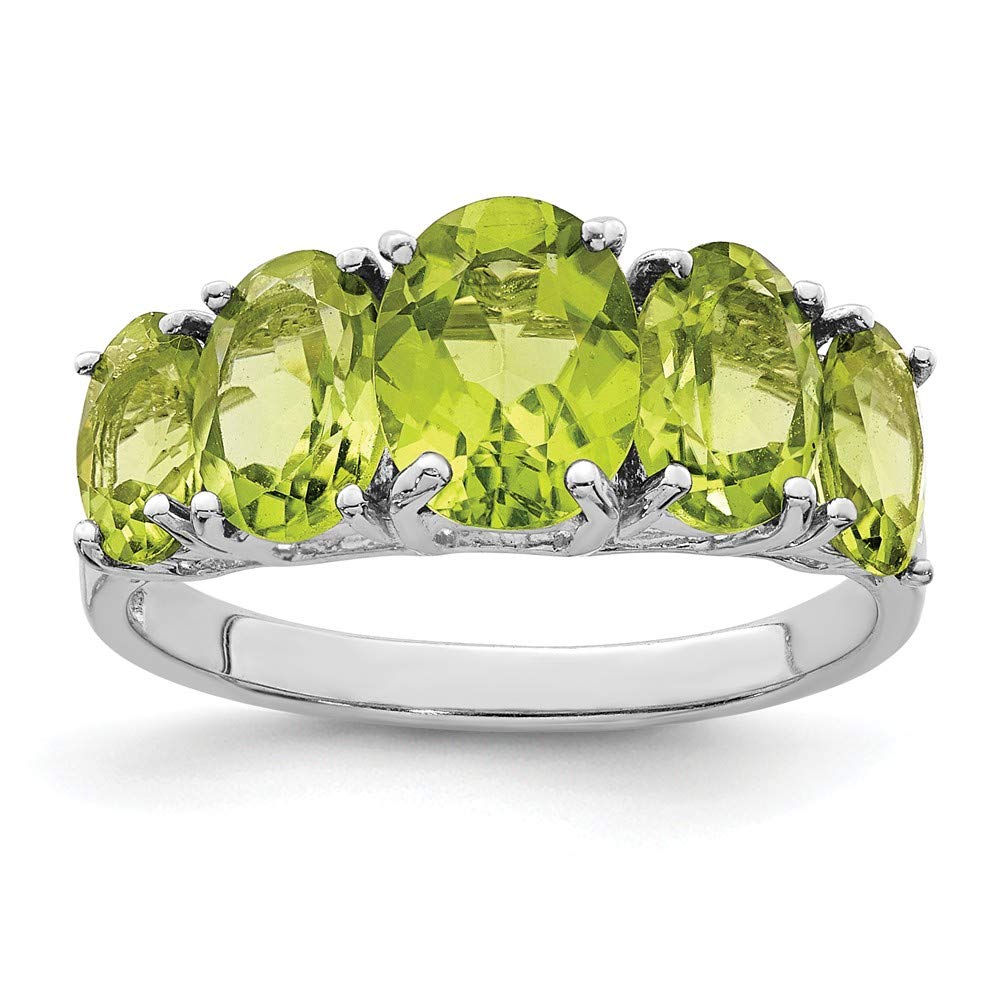 925 Sterling Silver Rhodium Plated Peridot Gemstone Ring for Women - Elegant Birthstone Jewelry Gift for Mother's Day, Anniversary & Special Occasions