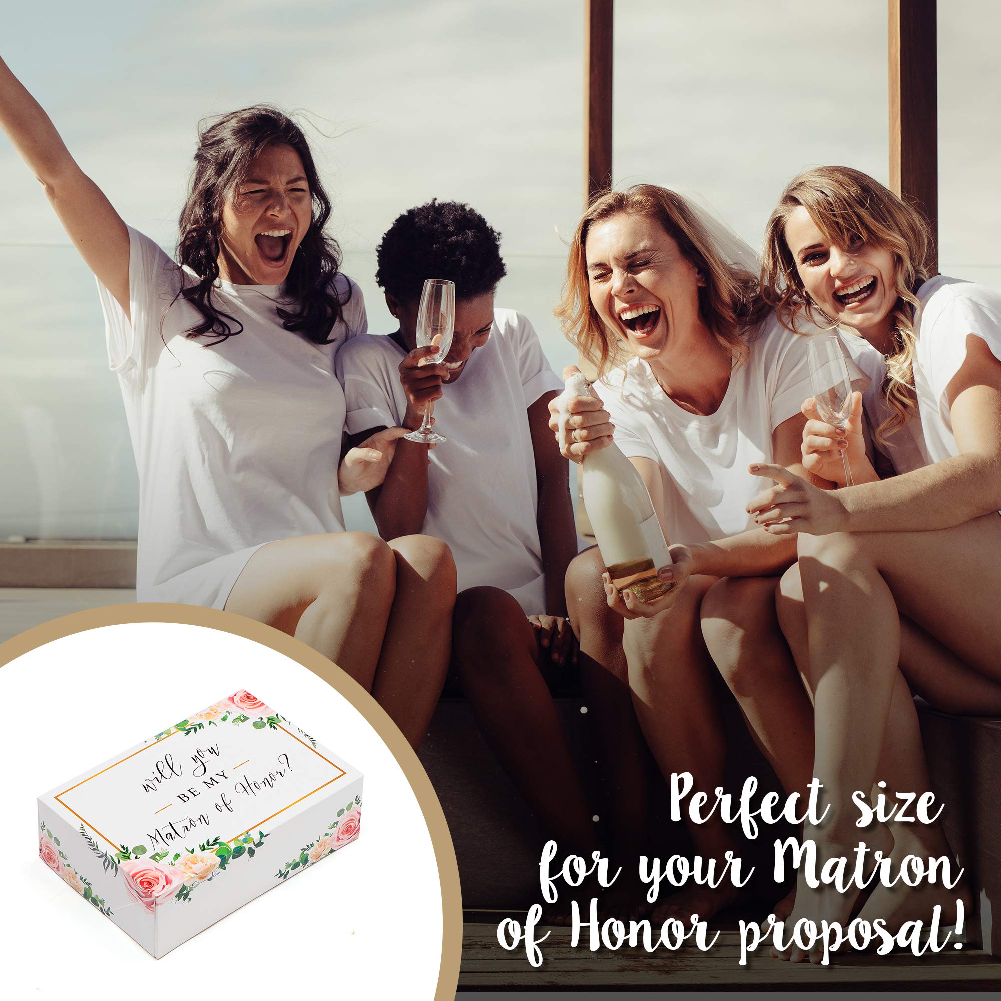 Matron of Honor Proposal Gift Box Set - Floral Design Wedding Party Proposal Kit (1 Pack) - Perfect for Bridal Shower, Bachelorette Party & Wedding Planning