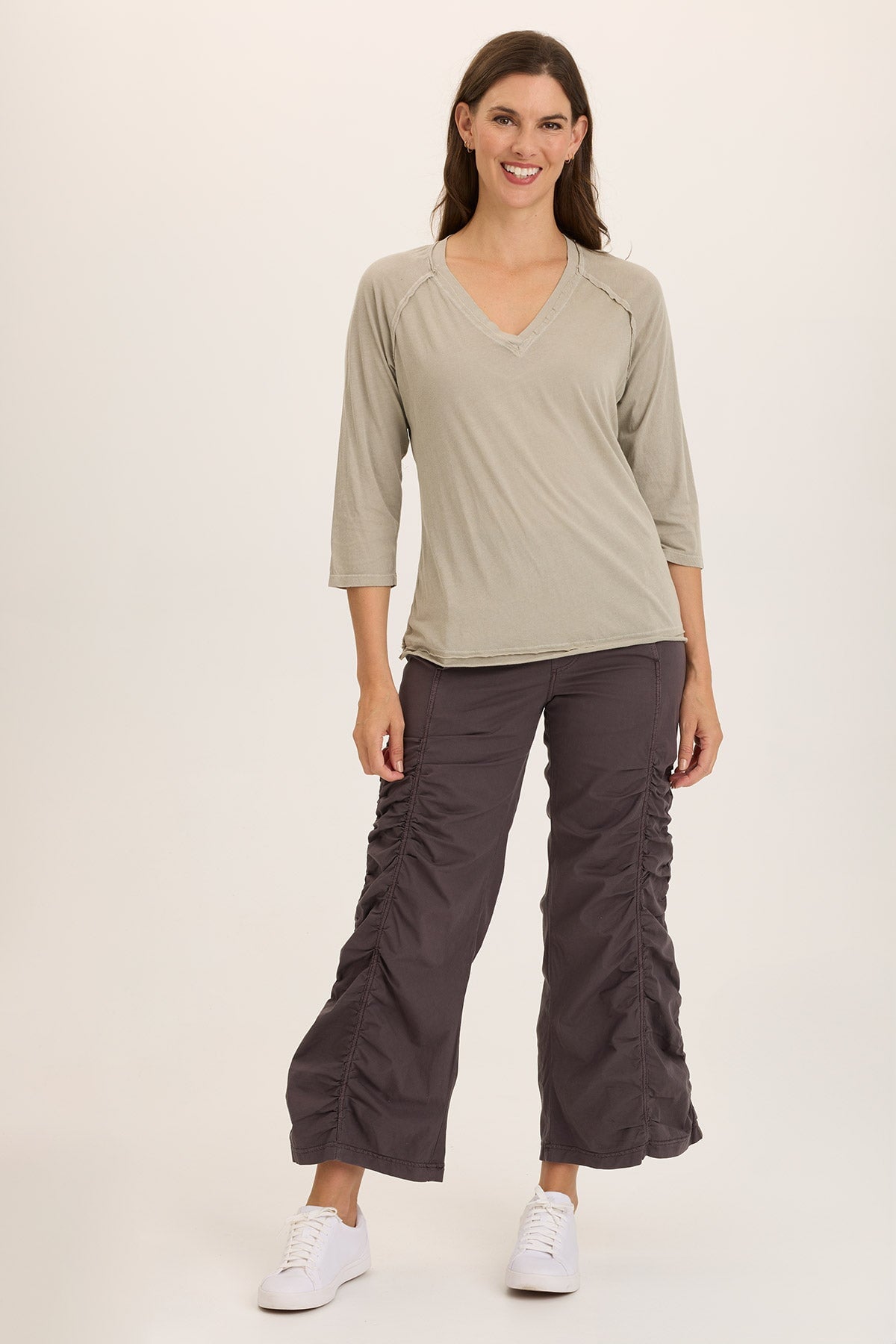 Maven Jersey 3/4 Sleeve V Neck Tee - Soft Cotton Women's T-Shirt for Casual Wear & Layering | Perfect for Everyday Outfits, Work & Weekend Looks