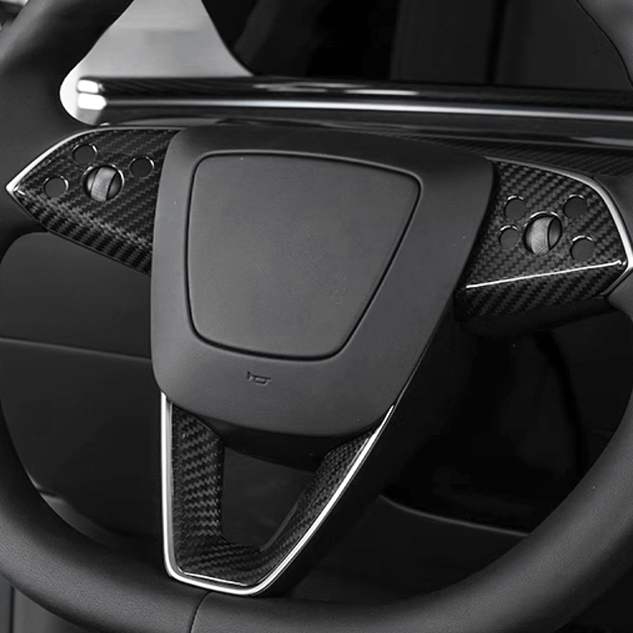 Premium Carbon Fiber Steering Wheel Trim Kit for Tesla Model 3 Highland (3-Piece Set) - Enhance Interior Style & Grip for Daily Driving & Performance