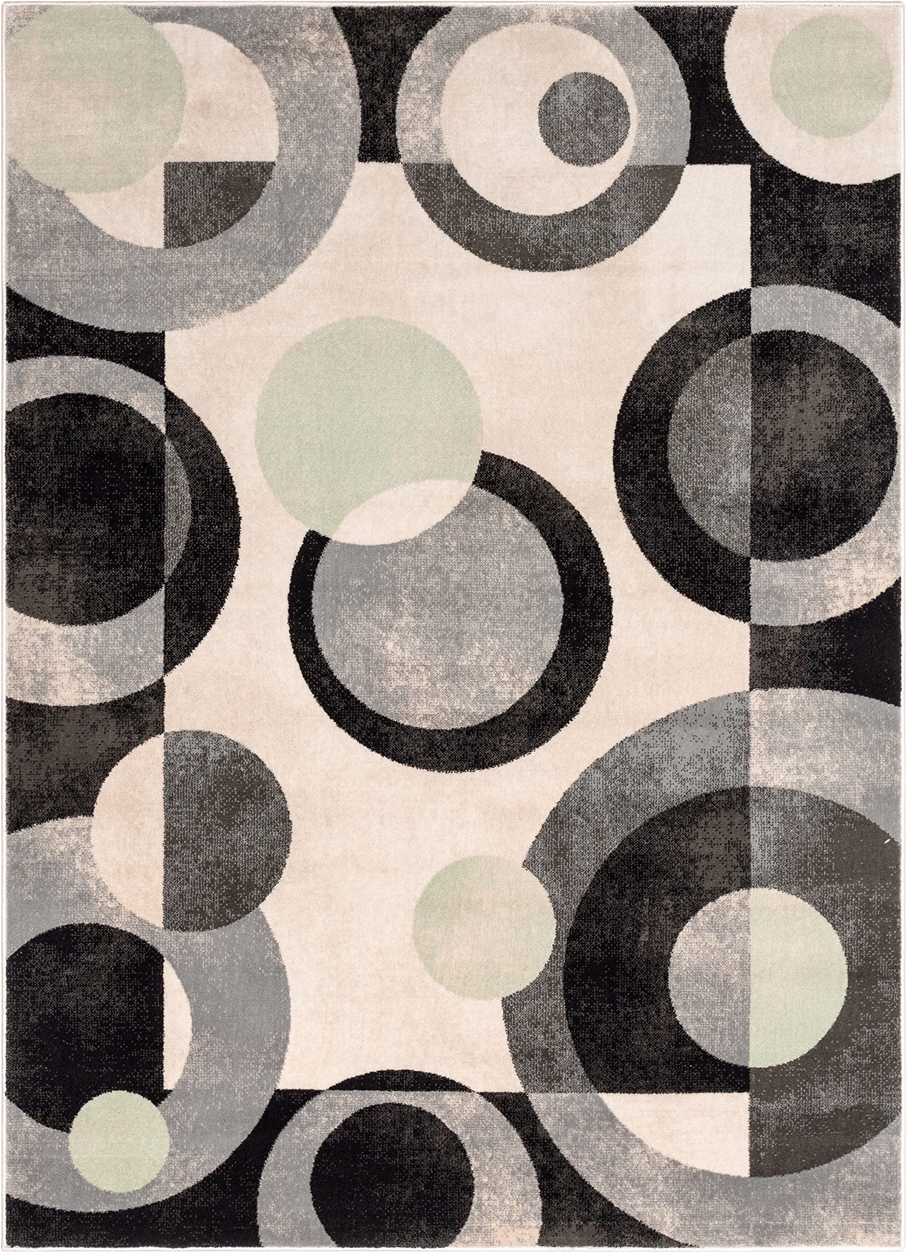 Well Woven Barclay Collection Avi Grey Green 5x7 Area Rug - Soft Modern Non-Slip Rug for Living Room, Bedroom, Dining Room - Perfect for Home Decor, Office, and High-Traffic Areas