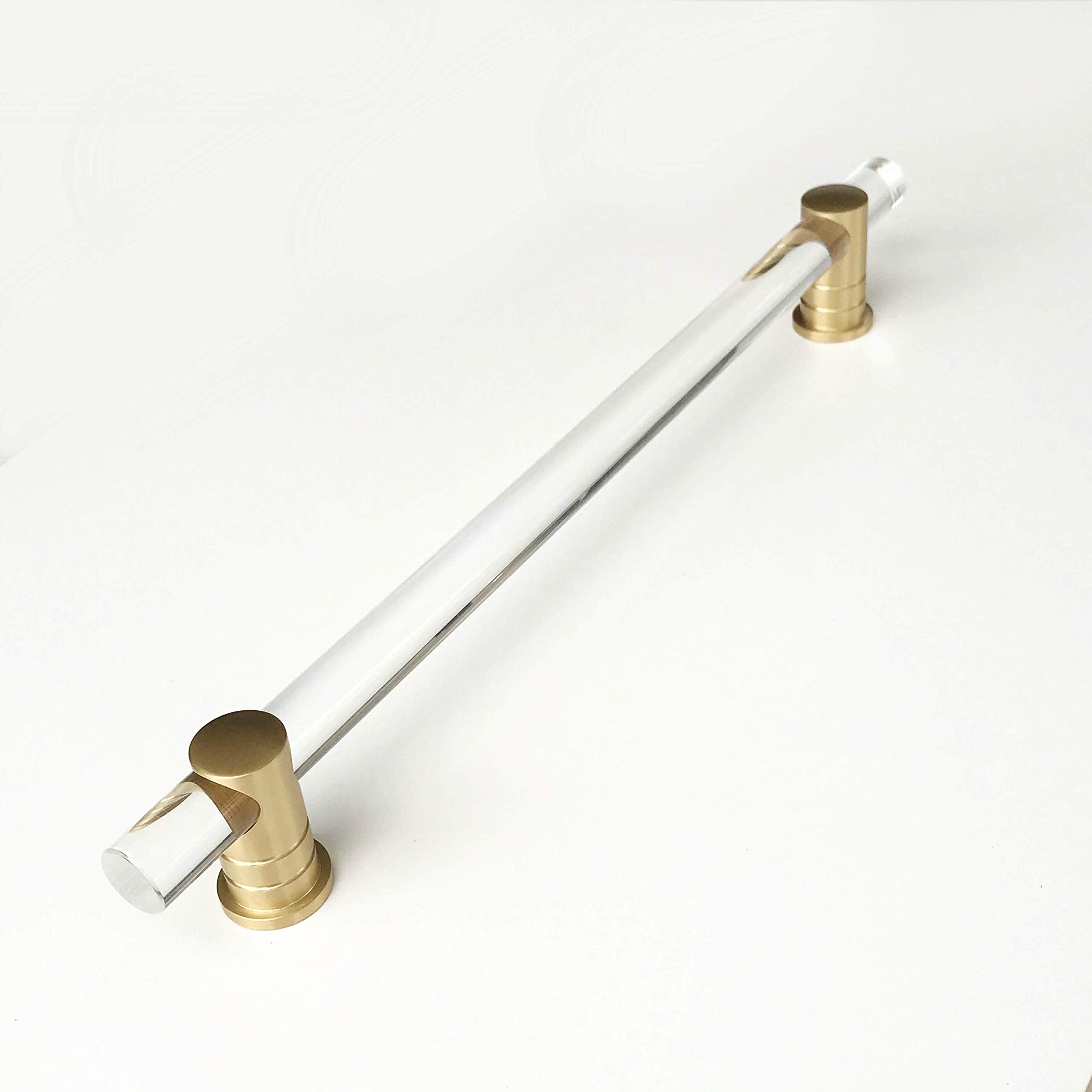Lucite and Satin Brass Drawer Pulls - 12