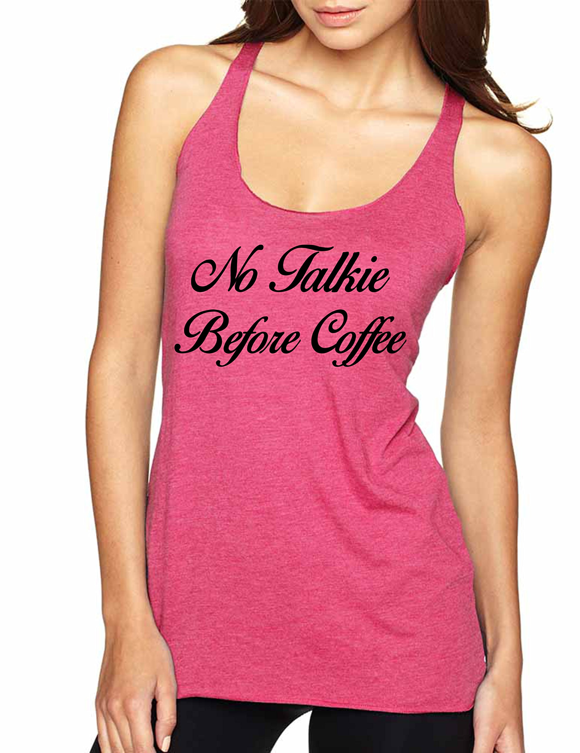 ALLNTRENDS Women's No Talkie Before Coffee Graphic Tank Top - Soft Casual Sleeveless Shirt for Coffee Lovers, Workout, Yoga & Everyday Wear