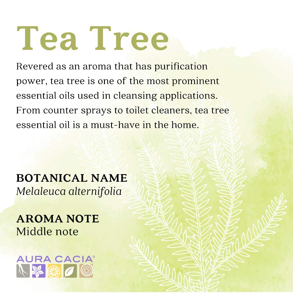 Aura Cacia 100% Pure Tea Tree Essential Oil - GC/MS Tested for Purity | 473.2 ml (16 fl oz) | Melaleuca alternifolia | Natural Skin Care, Aromatherapy & Home Cleaning Solution