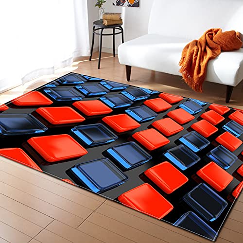 3D Modern Artistic Non-Slip Soft Rug - 39x60 Inch Rectangular Area Carpet for Living Room, Bathroom & Entryway - Unique Home Decor Doormat with Chic Design (Black, 99.1cm x 152.4cm) - Perfect for Contemporary Homes & High-Traffic Areas