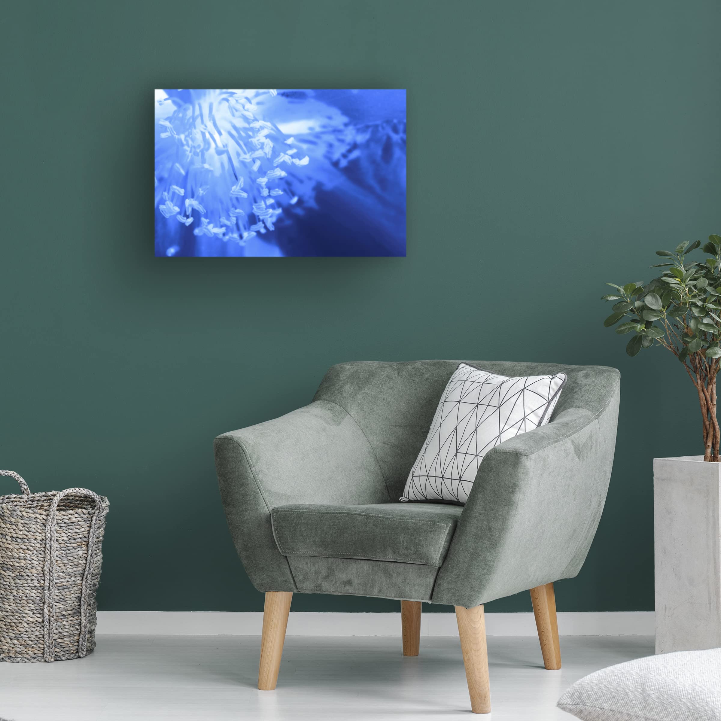 Eva Bane 'Sprayed with Blue 01' Abstract Canvas Wall Art - 16x24 Inches - Modern Home Decor for Living Room, Bedroom & Office